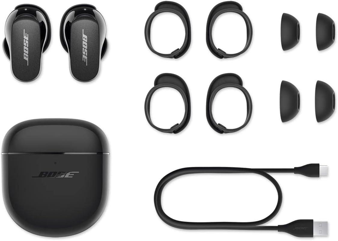Bose Bose QuietComfort Earbuds II, Wireless, Bluetooth, Proprietary Active Noise Cancelling Technology in-Ear Headphones with Personalized Noise Cancellation & Sound, Triple Black