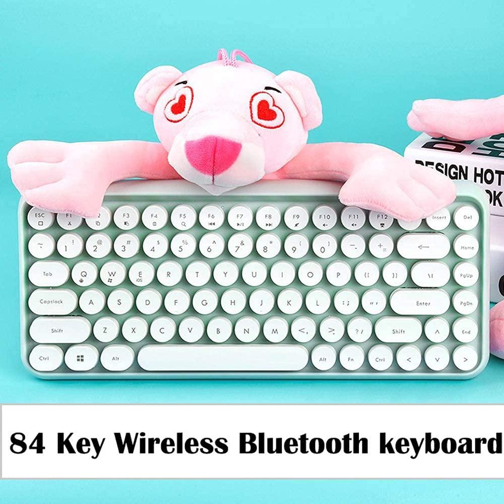 FELICON FELICON Wireless Bluetooth Keyboard Mini Portable 84-Key Keyboard Compatible with Android, Windows, PC, Tablet-Dark, Perfer for Home and Office Keyboards (308i-green)