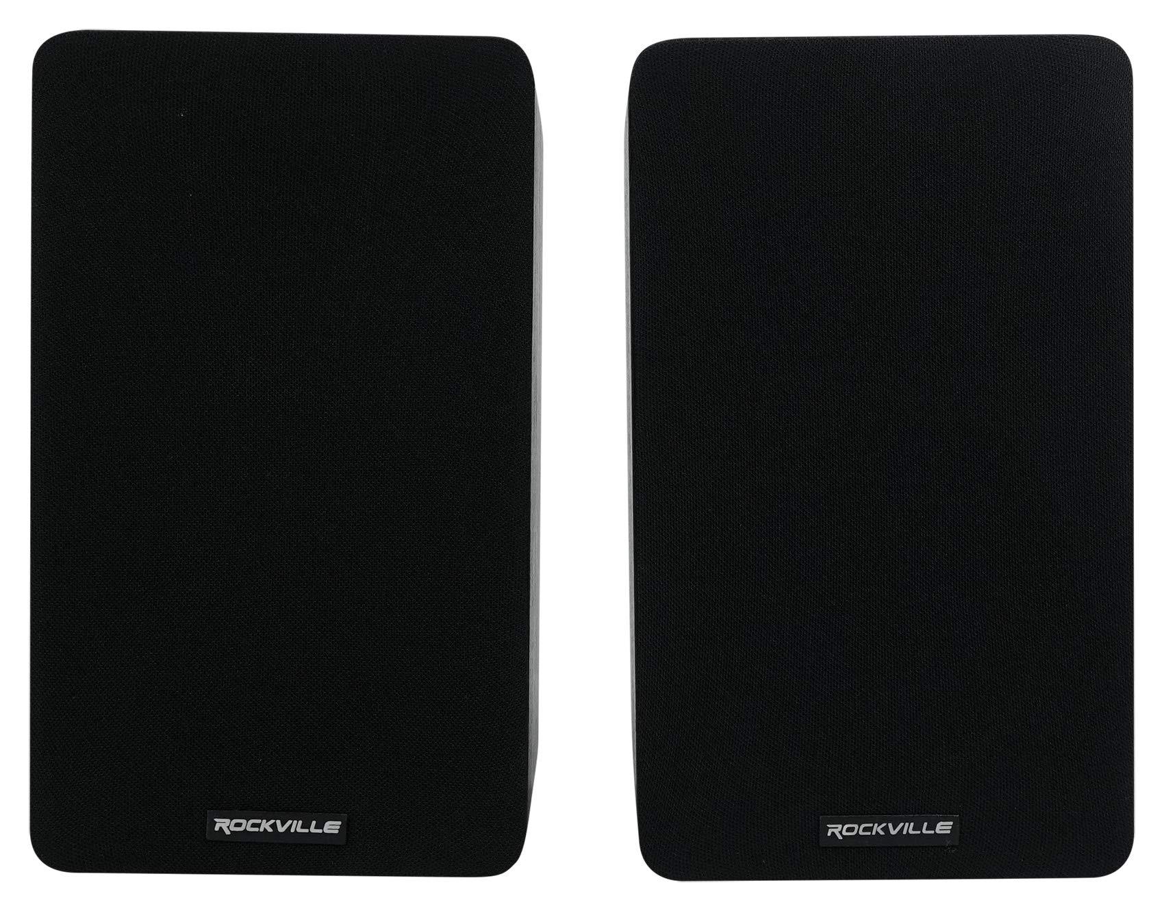 Rockville Rockville Pair RockShelf 58B Black 5.25" Home Bookshelf Speakers + 36" Stands
