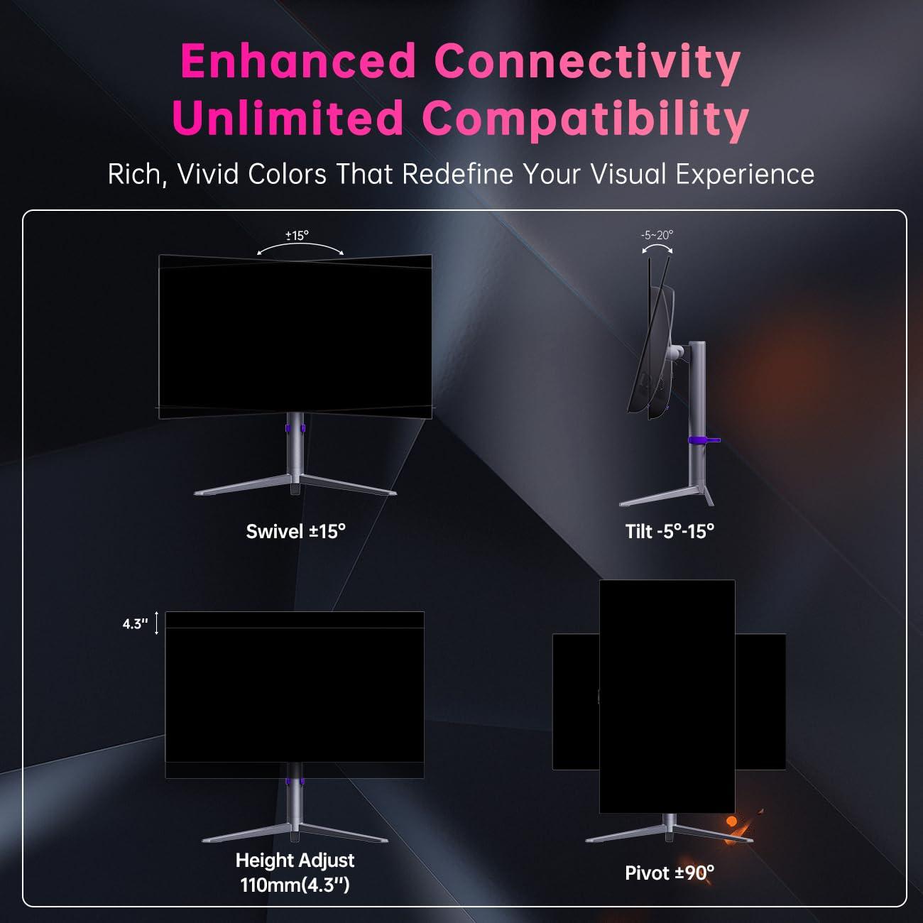 KTC 27 Inch OLED Gaming Monitor, QHD 2560 x 1440, 240Hz, 0.03ms, Type-C 65W, Built-in Speakers, G-SYNC & FreeSync, HDMI2.0, DisplayPort1.4, USB-C 3.0, G27P6S