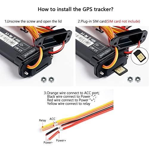 SinoTrack SINOTRACK ST-901L 4G GPS Tracker for Vehicles, Car Locator Mini Real-Time Location Tracking Device, Waterproof Car Motorcycle GPS Tracker Device for Car Truck Taxi with No Monthly fee System