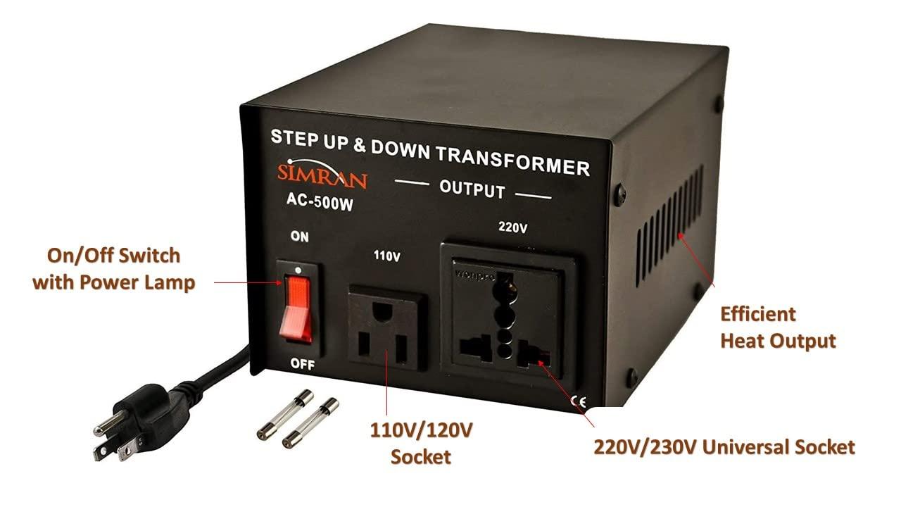 Simran. Simran AC-500 Power Converter 110v 220v Step Up/Down Voltage Transformer 50Hz 60Hz- 500 Watts