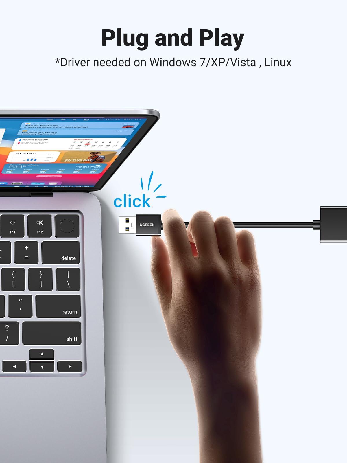 UGREEN UGREEN USB to Ethernet Adapter, 1000Mbps Ethernet Adapter with USB 3.0, Driver Free, RJ45 LAN Network Adapter Compatible with Nintendo Switch, Laptop, PC, MacBook, Windows, macOS, Linux