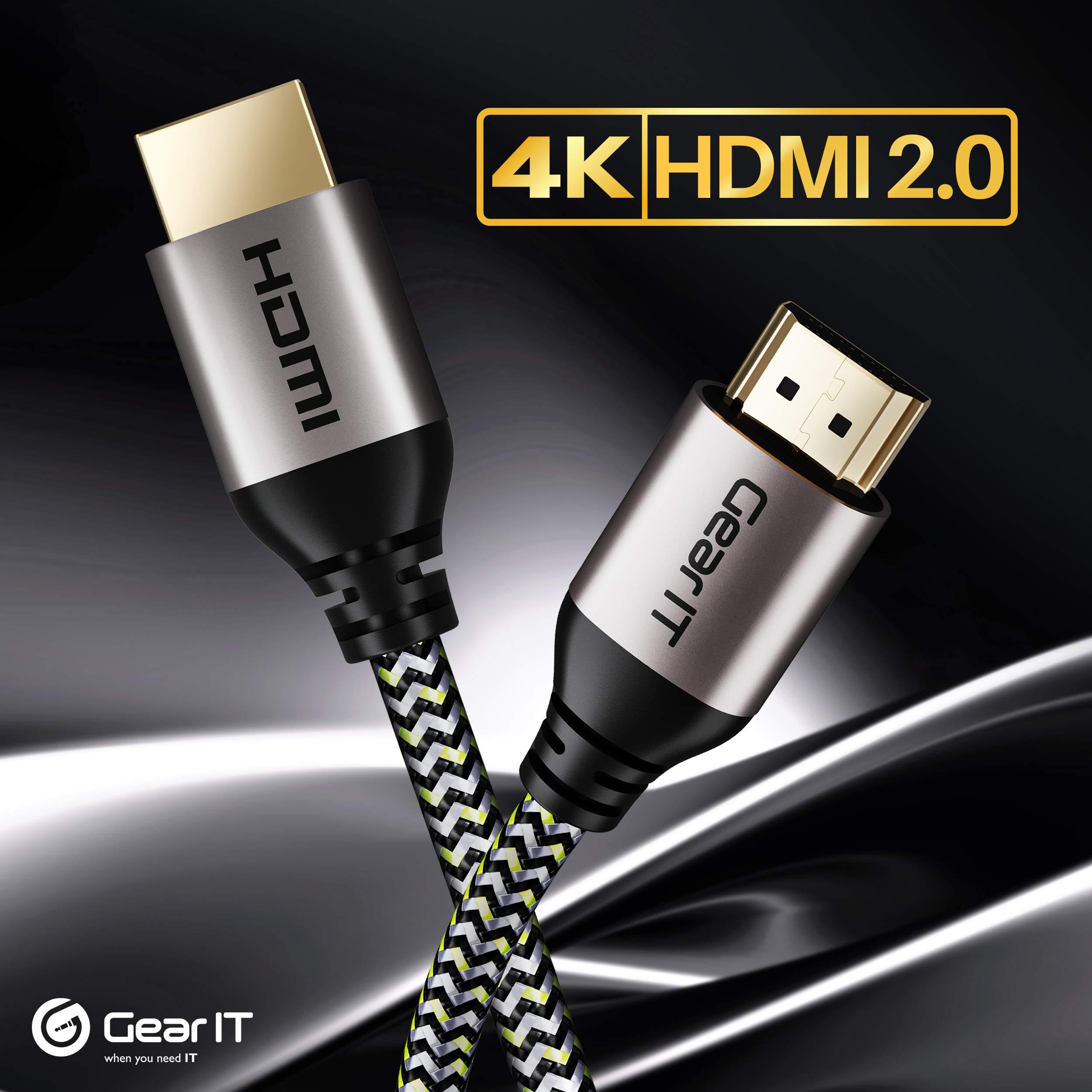 GEARit GEARit 4K HDMI Cable, (2-Pack / 25ft / 7.6m) High-Speed HDMI 2.0b, 4K 60hz, 3D, ARC, HDCP 2.2, HDR, 18Gbps - Nylon Braided Cord
