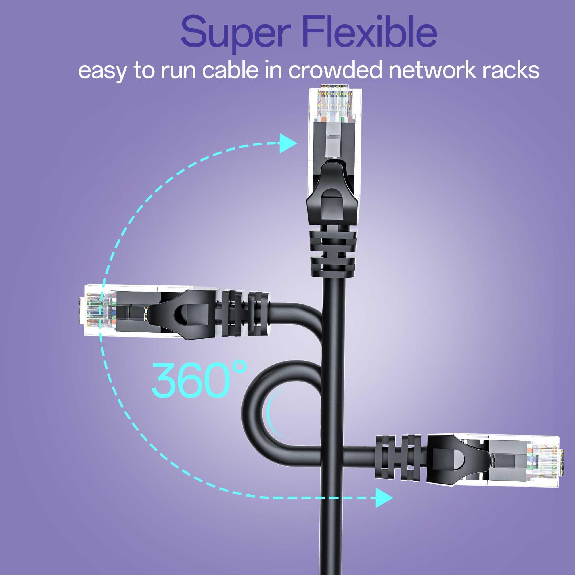 10Gsupxsel Cat 6 Ethernet Cable 6FT 10Pack, Cat6 Ethernet Patch Cable 10Gbps, High-Speed UTP Cat6 Network Cable Pure Copper, Cat 6 Cable for Home and Office Network, Black