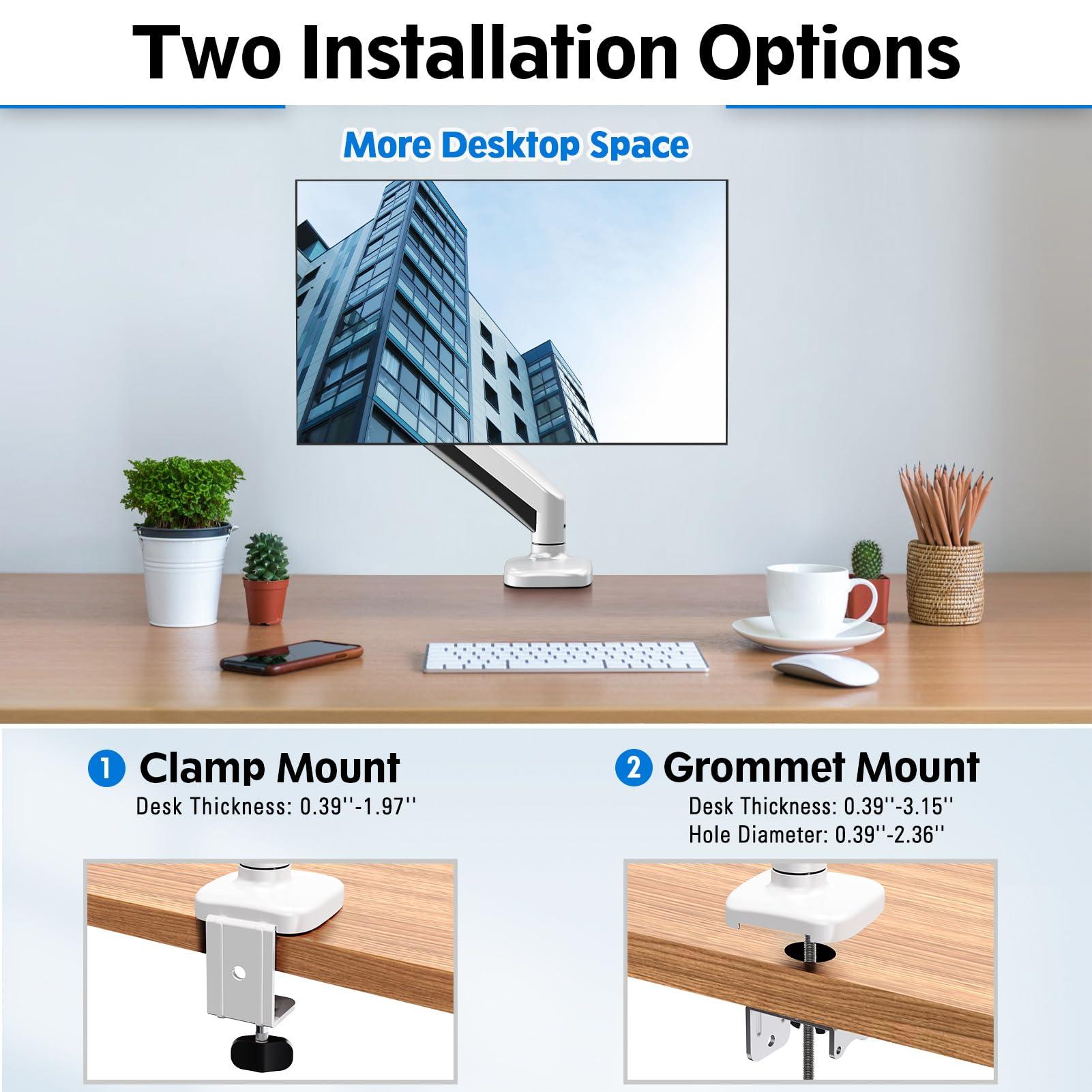 MOUNTUP MOUNTUP White Single Monitor Desk Mount & White Dual Monitor Desk Mount Bundle