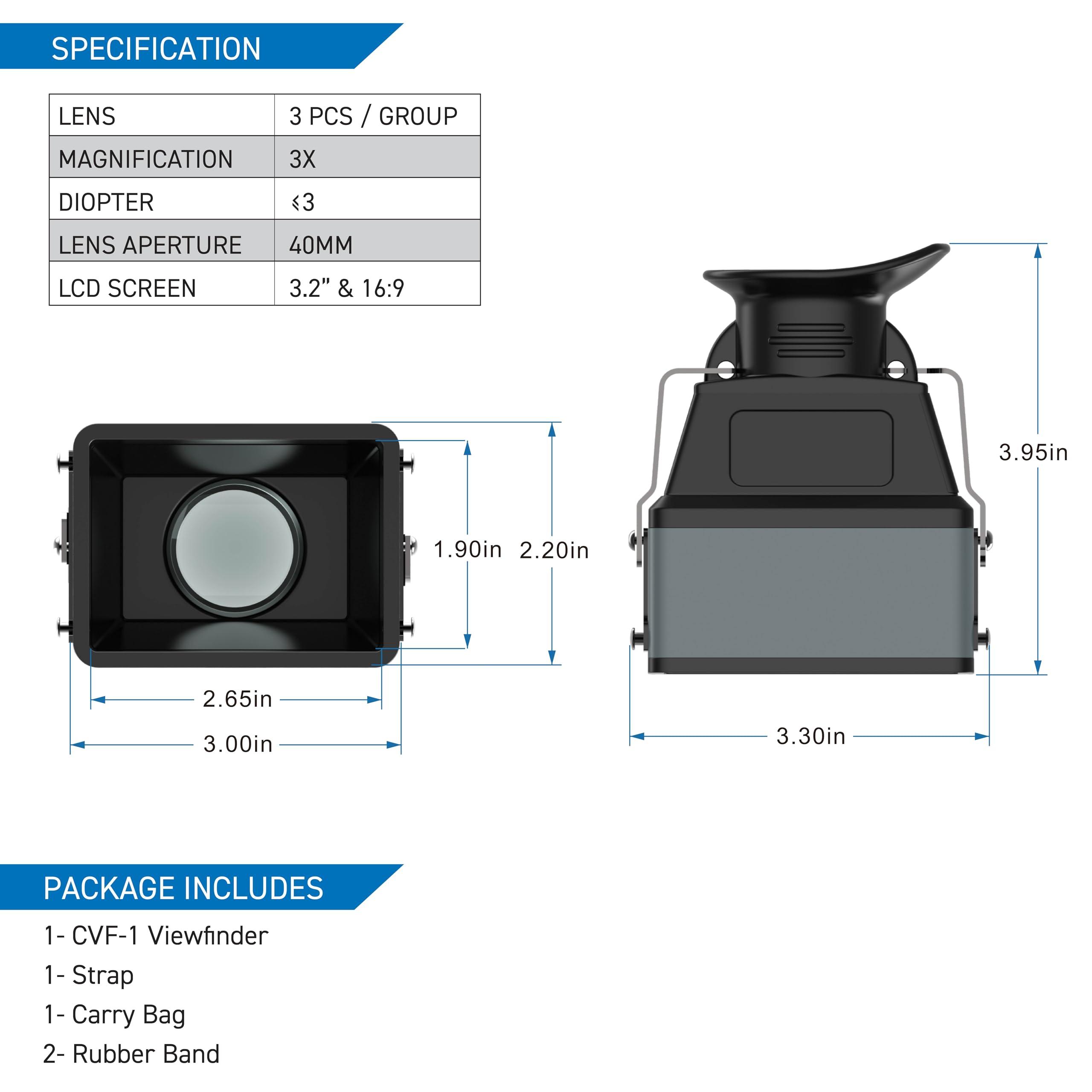 Kamerar Kamerar CVF-2 LCD Viewfinder 3X Magnifier for 3.0" and 3.2" LCD Screen for Canon, Nikon, Pentax, Sony DSLR