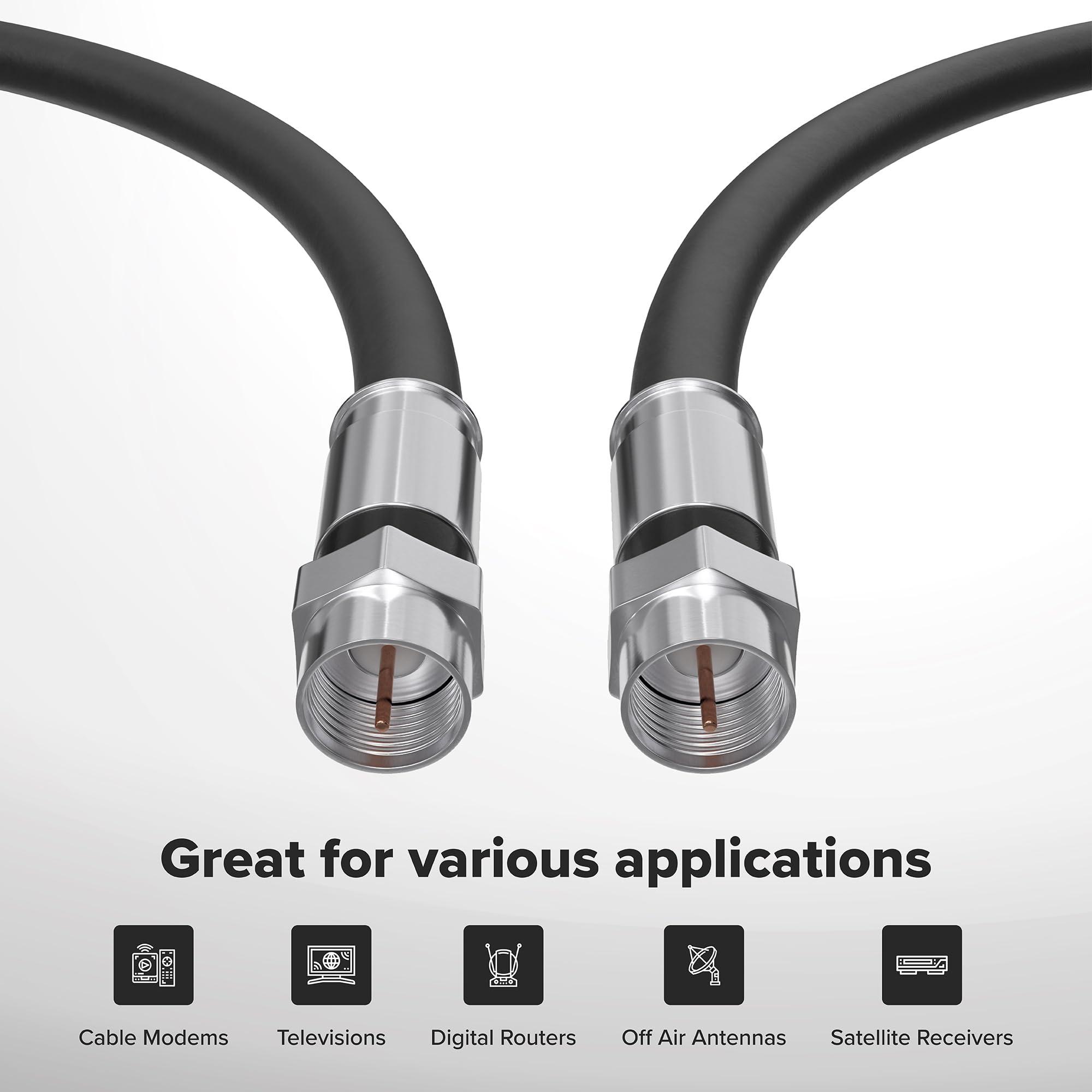 THE CIMPLE CO THE CIMPLE CO Coaxial Cable, 35 FT, Indoor/Outdoor, High Speed Internet, Satellite Extension, RG6, Dual Shielded Coax, CATV, UV Resistant, Weather Proof, CL2 Rated, 10.5 Meters, Black