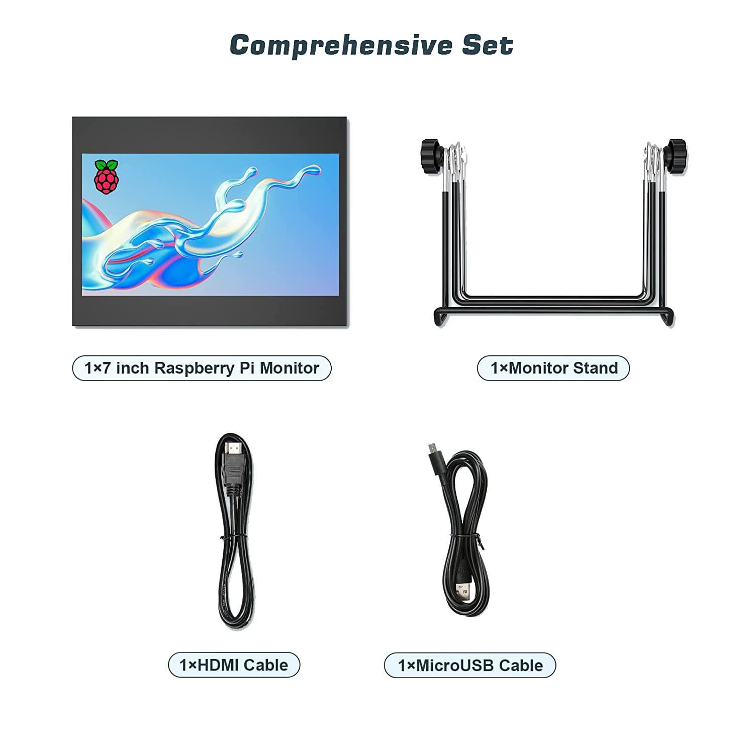 Chnia OEM PONPY 7" Raspberry Pi Touchscreen Monitor USB/HDMI Portable Monitor Capacitive Pi Display for PC Phones Raspberry Pi 4B 3B+ 3B 3A+ 2B B+