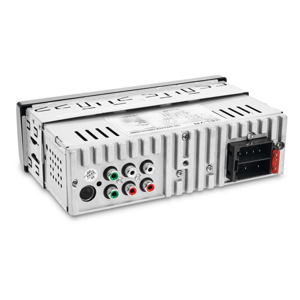 BELVA Belva BDMRS5 Single DIN Bluetooth in-Dash Car Stereo Receiver w/Front Panel SD, USB, AUX Inputs, 3 Sets of 5 Volt Preamp Outputs