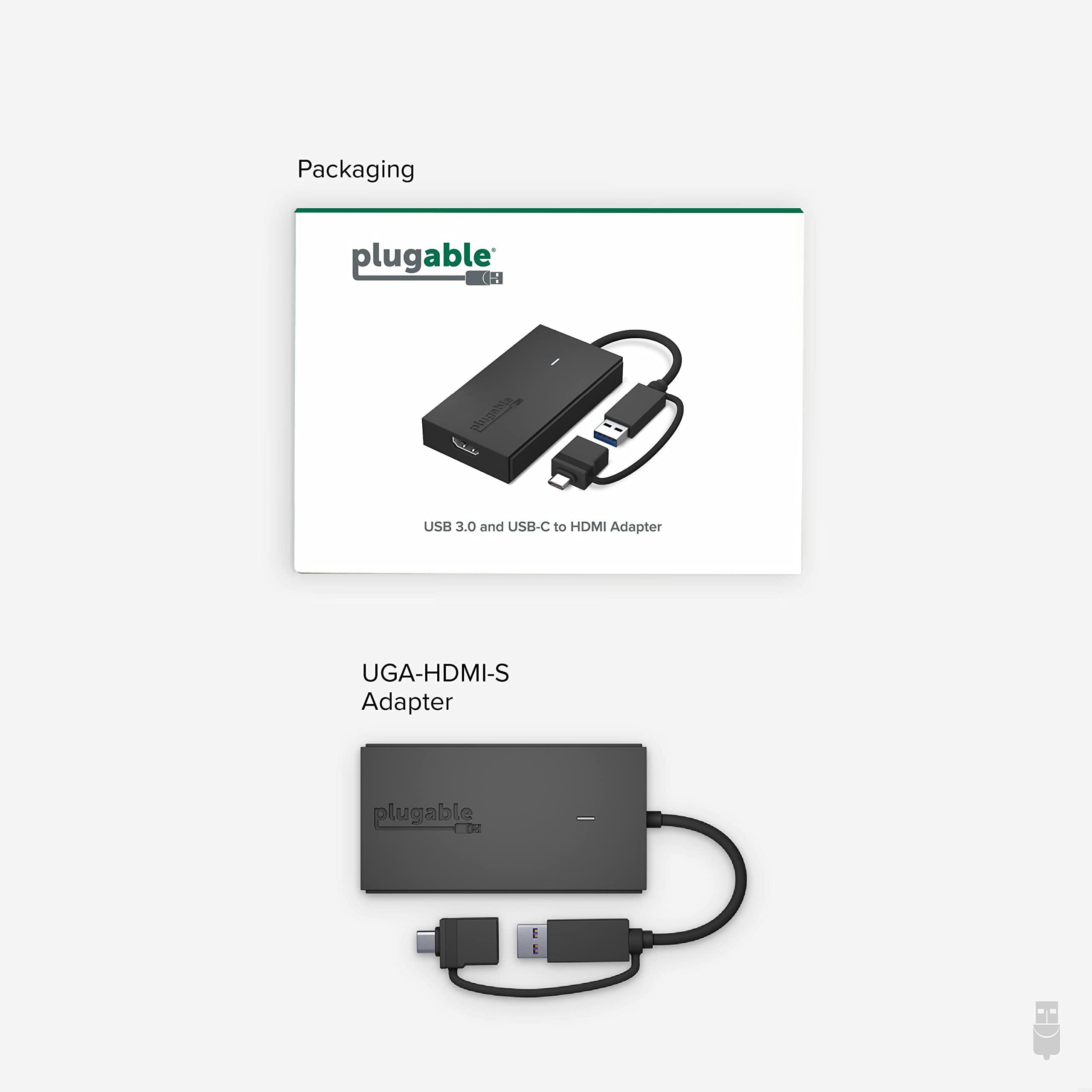 Plugable Plugable USB C to HDMI Adapter, Universal Video Graphics Adapter for USB 3.0 and USB-C Macs and Windows, Extend an HDMI Monitor up to 1440p@60hz