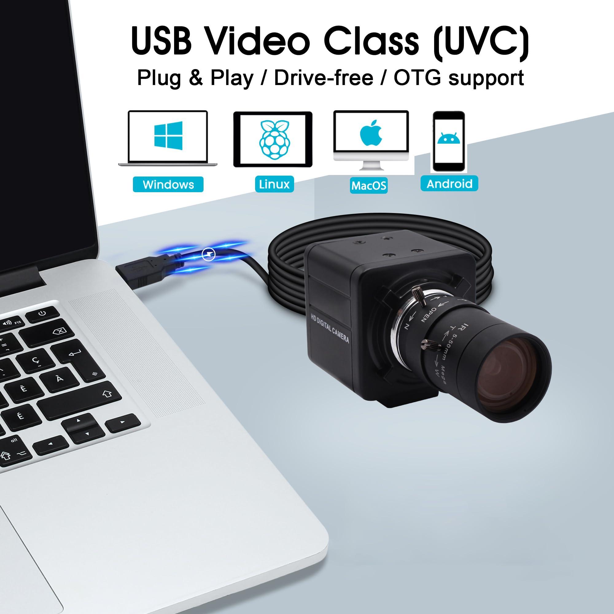 SVPRO SVPRO 4K Ultra HD Webcam USB Digital Industrial Camera with CS Mount 5-50mm Telephoto Zoom Manual Lens UVC Free Drive,10X Optical Zoom Video Camera with Sony IMX317 Sensor