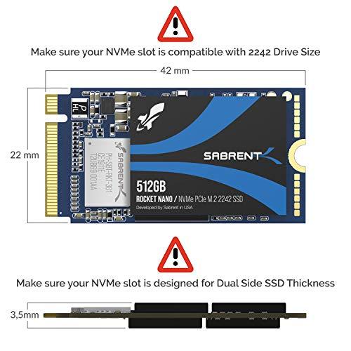 SABRENT SABRENT 512GB Rocket NVMe PCIe M.2 2242 DRAM-Less Low Power Internal High Performance SSD (SB-1342-512)