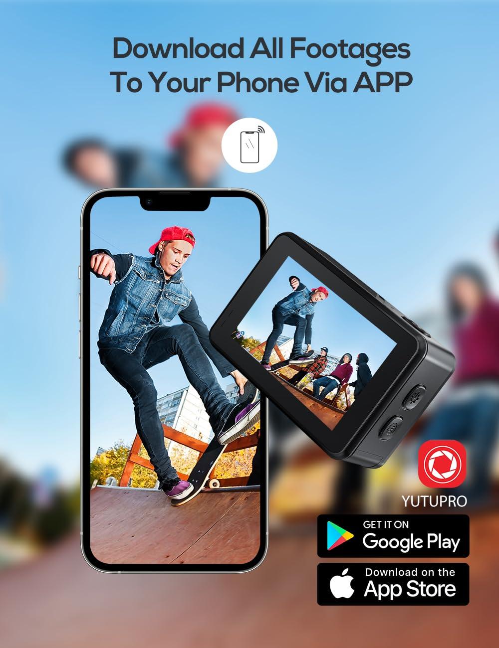 iZEEKER iZEEKER Action Camera 4K 60FPS with Touchscreen, 40M Underwater Camera Waterproof, Dual Screen Vlog Camera with EIS, WiFi, Remote Control with 2X 1350mAh Batteries, Battery Charger and Accessory Kit