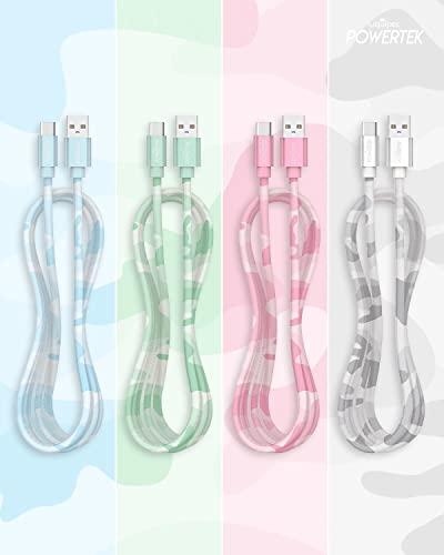 LIQUIPEL LIQUIPEL USB Type C Cable 6ft, USB A 2.0 to USB-C Fast Charger Extra Long Durable, Camo Color Cables (Blue)