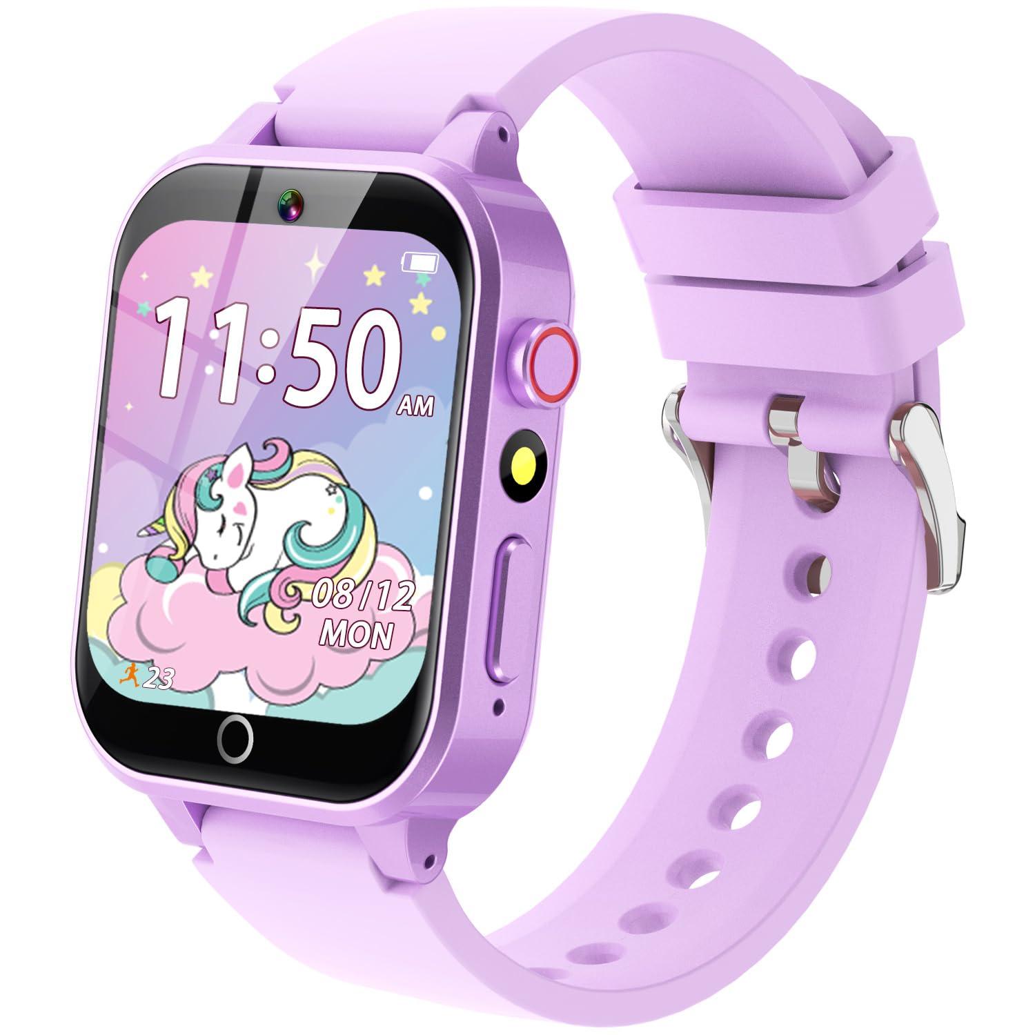 Vakzovy Kids Smart Watch with HD Touchscreen, 26 Games, Camera, Video, Music Player, Pedometer - Educational Gift for Girls Ages 6-12