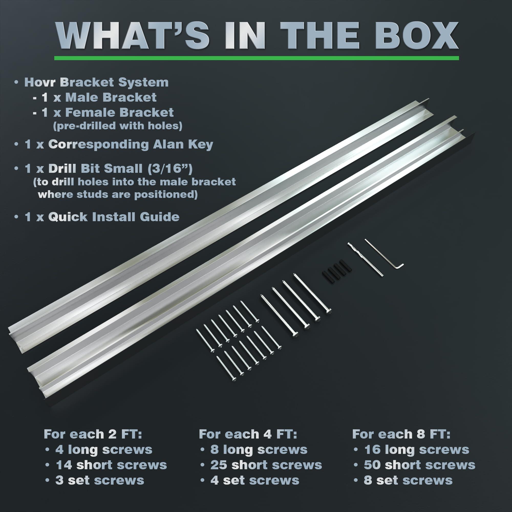 HOVR Hovr Solutions Classic 23.75 (2-Foot), Aluminum Floating Shelf Bracket System, 300LB Load Capacity, Hidden Support Bracket Up to 31 Shelf, 3-Pack