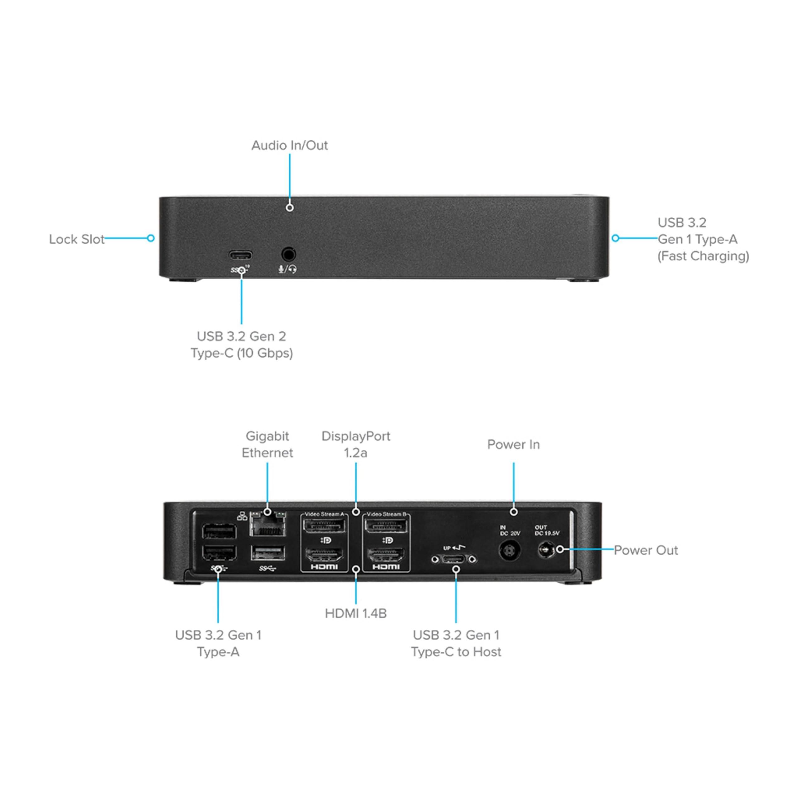 Targus Targus USB-C Docking Station, Universal USB-C DV4K, Dual Monitor, HDMI, 100W Power Delivery - Black (DOCK182EUZ)
