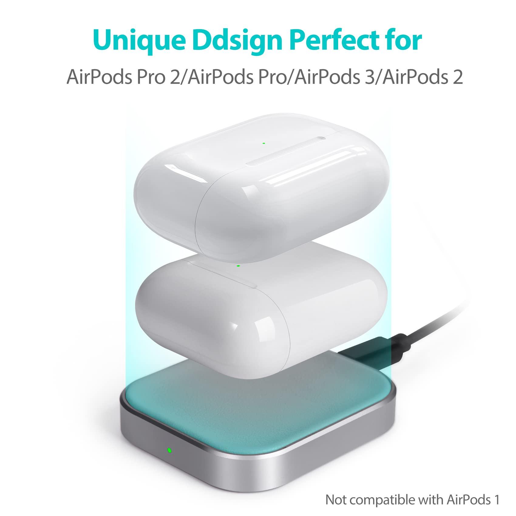 Miroddi Airpods Pro Charger, Wireless Charger for AirPods Pro 2, AirPods Pro 1, AirPods 4 (with ANC), AirPods 3, AirPods 2, AirPods Wireless Charging Station (No AirPods Included), Gray