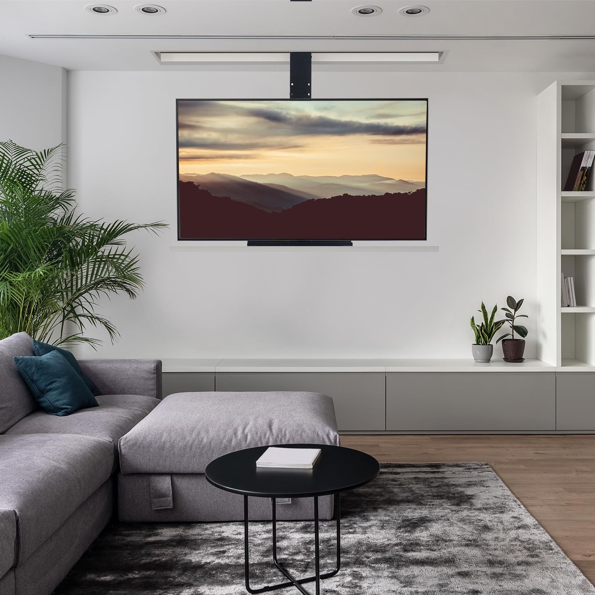 VIVO VIVO Motorized Drop Down Ceiling TV Mount for 32 to 55 inch Screens, Vertical Electric Television Bracket with Remote Control, Compact Design for Enclosures, Black, MOUNT-E-DN55