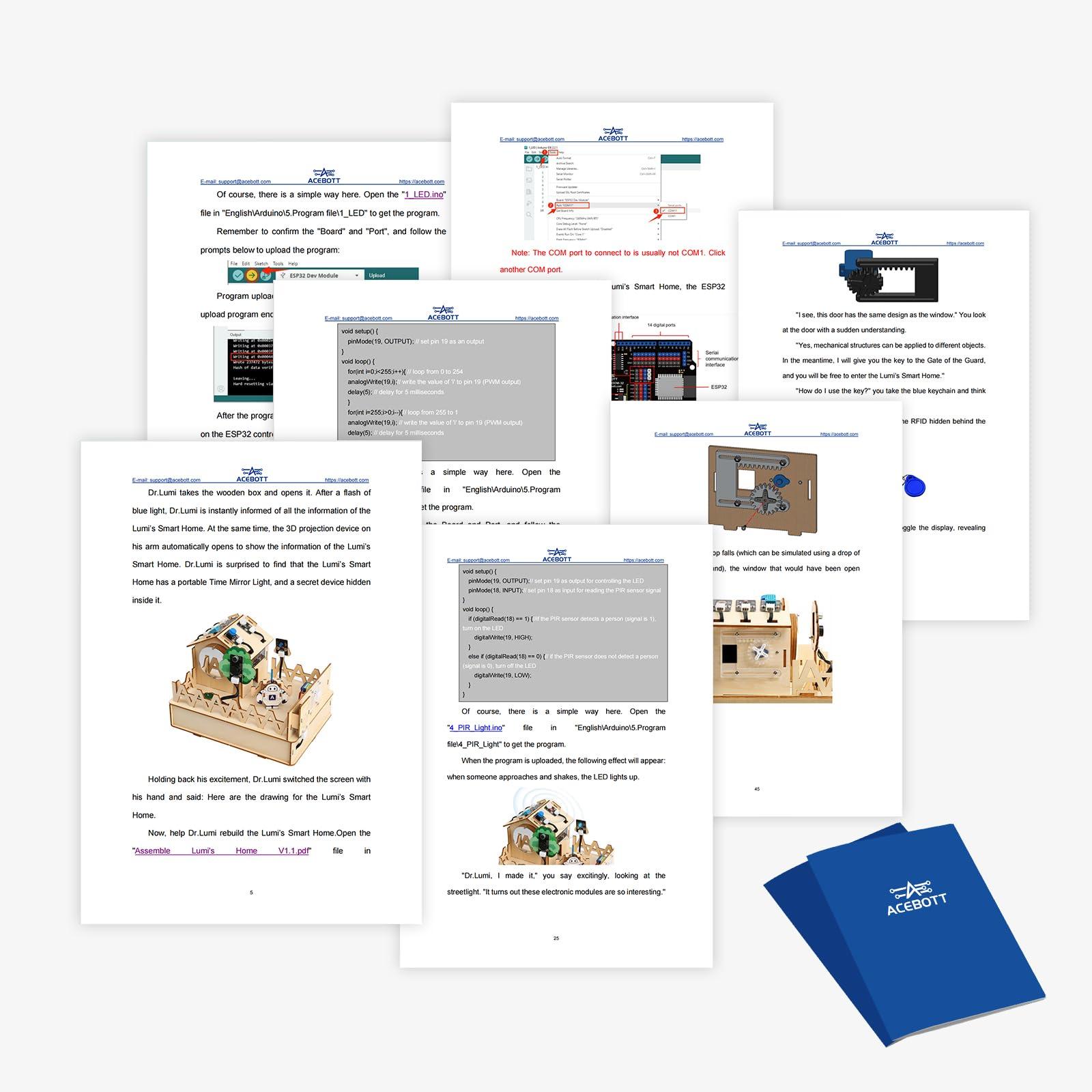 ACEBOTT ACEBOTT ESP32 Smart Home IoT Starter Kit Compatible with Arduino IDE, Electronics Home Automation Coding Kit, DIY Wooden House Building Sensor Set STEM Educational Set for Teens 15+