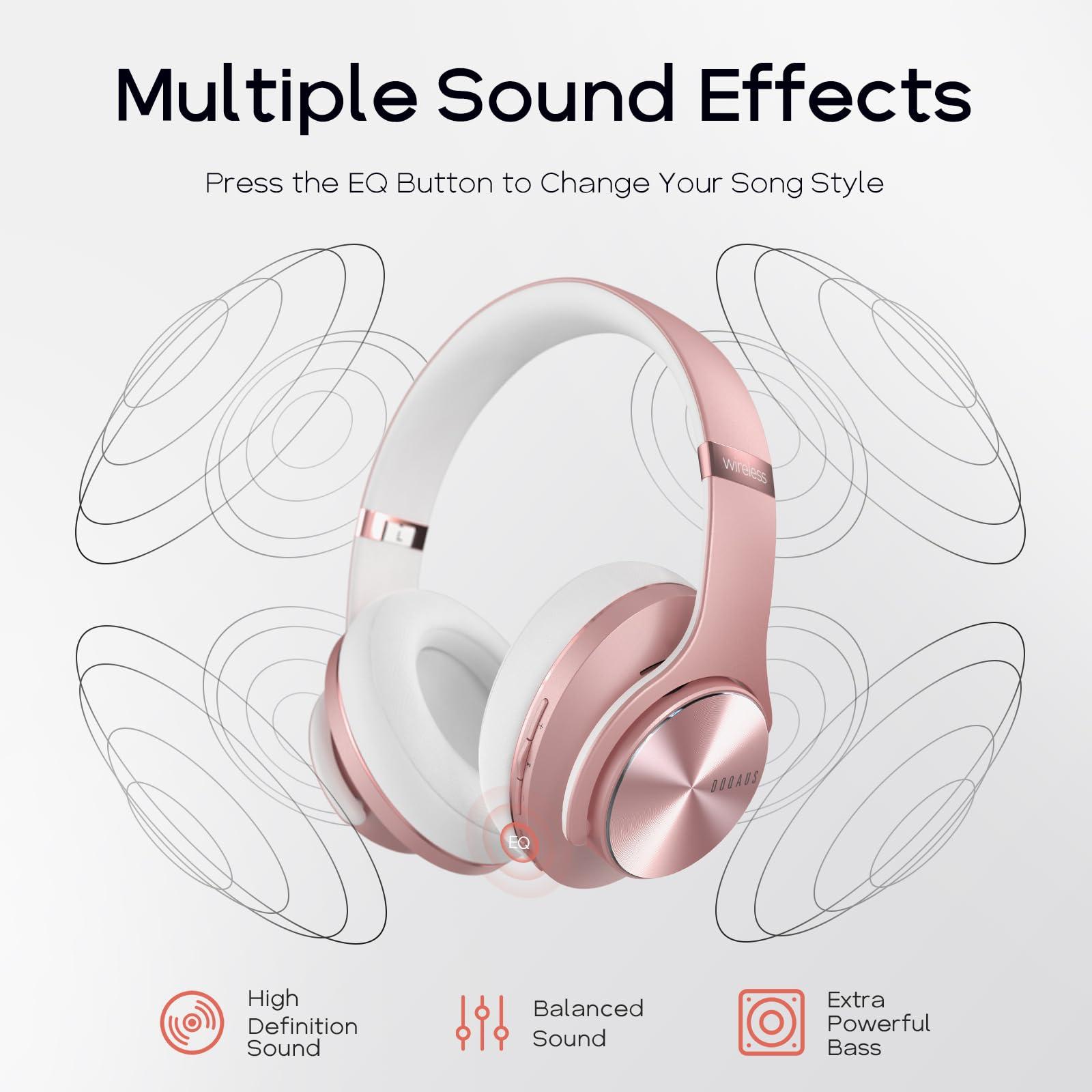 DOQAUS DOQAUS Bluetooth Headphones Over Ear, 90 Hours Playtime Wireless Headphone with 3 EQ Modes, Noise Isolating HiFi Stereo with Deep Bass, Microphone, Soft Earpads for Cellphone/PC