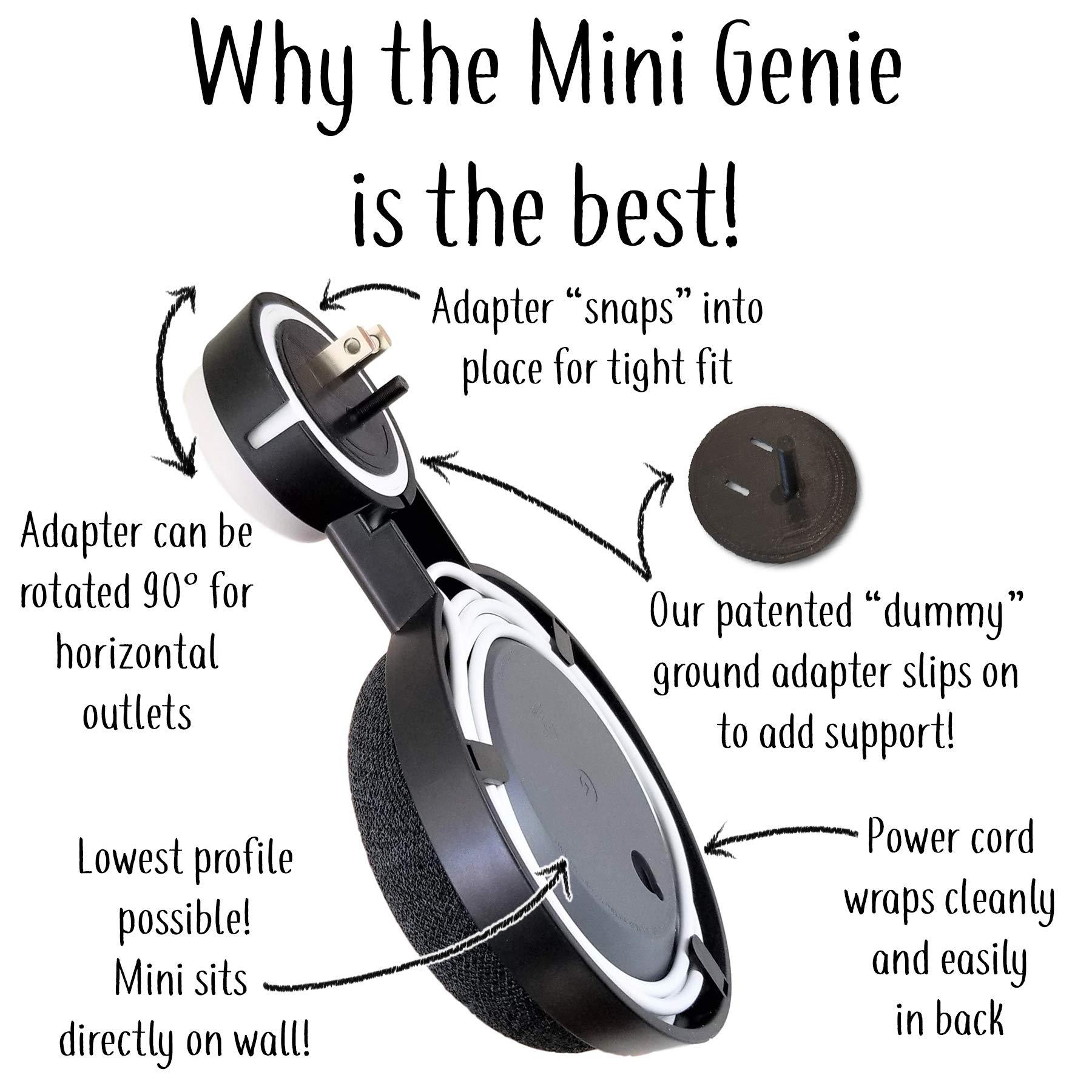 Mount Genie The Mini Genie for Google Nest Mini (2nd Gen) | Multi-Pack Disc. | Lowest Profile | No Ugly Bulk | Vertical or Horizontal | Outlet Wall Mount Hanger Stand (White, 1-Pack)