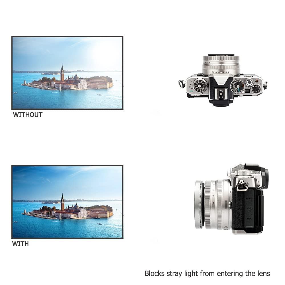 JJC (Silver) Camera Lens Hood for NIKKOR Z DX 16-50mm F3.5-6.3 VR on Z30 Z fc ZFC Z50, Replace Nikon HN-40 Lens Hood, Compatible w 46mm Cap and 46mm Filter