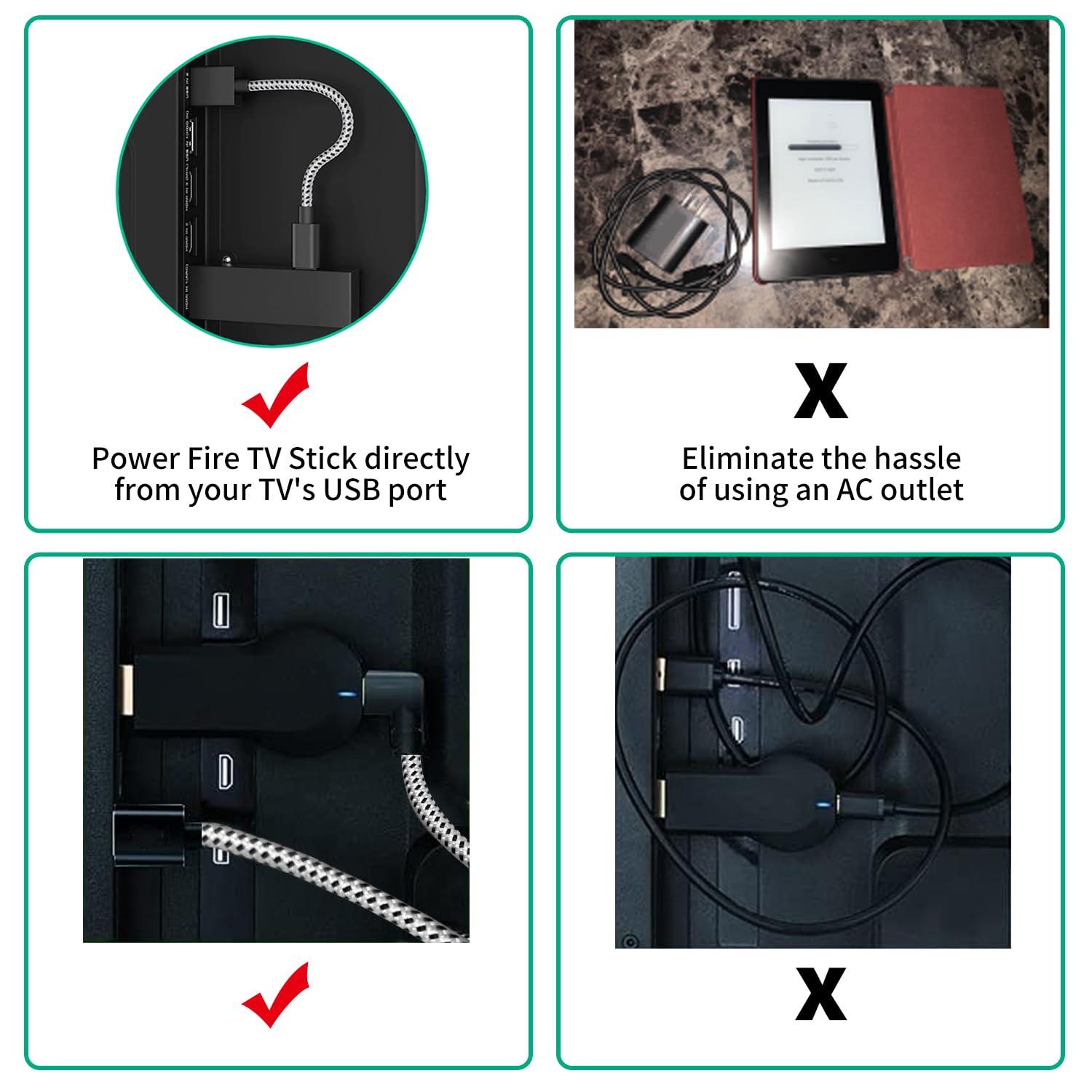 Beyork USB Power Cable for Fire Stick, Adapter Cord Plug Replacement, Powers Amazon FireStick Directly from TV USB Port, Eliminates The Need for a Charger