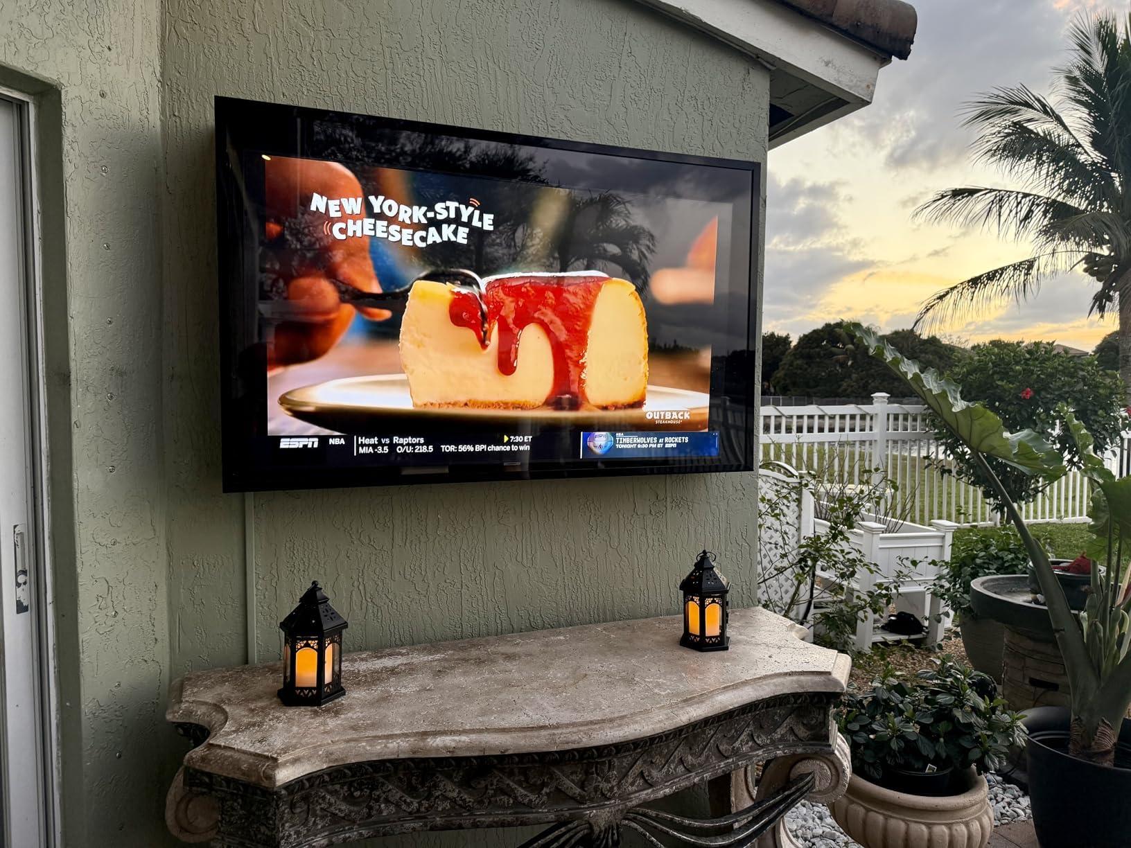 acrtmatic acrtmatic Weatherproof Outdoor TV Cover with Lock, Hard and Durable, Clear Dust-proof Television Enclosure for 50-55 inch Screens for Outside (Right Door), with TV Bracket Included.