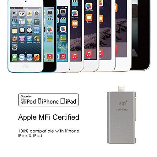 PQI [Apple Mfi] Iconnect 16 GB Mobile Flash Drive w/ Lightning Connector for iPhones, iPads, iPod Mac & PC USB 3.0 (Iron Gray)