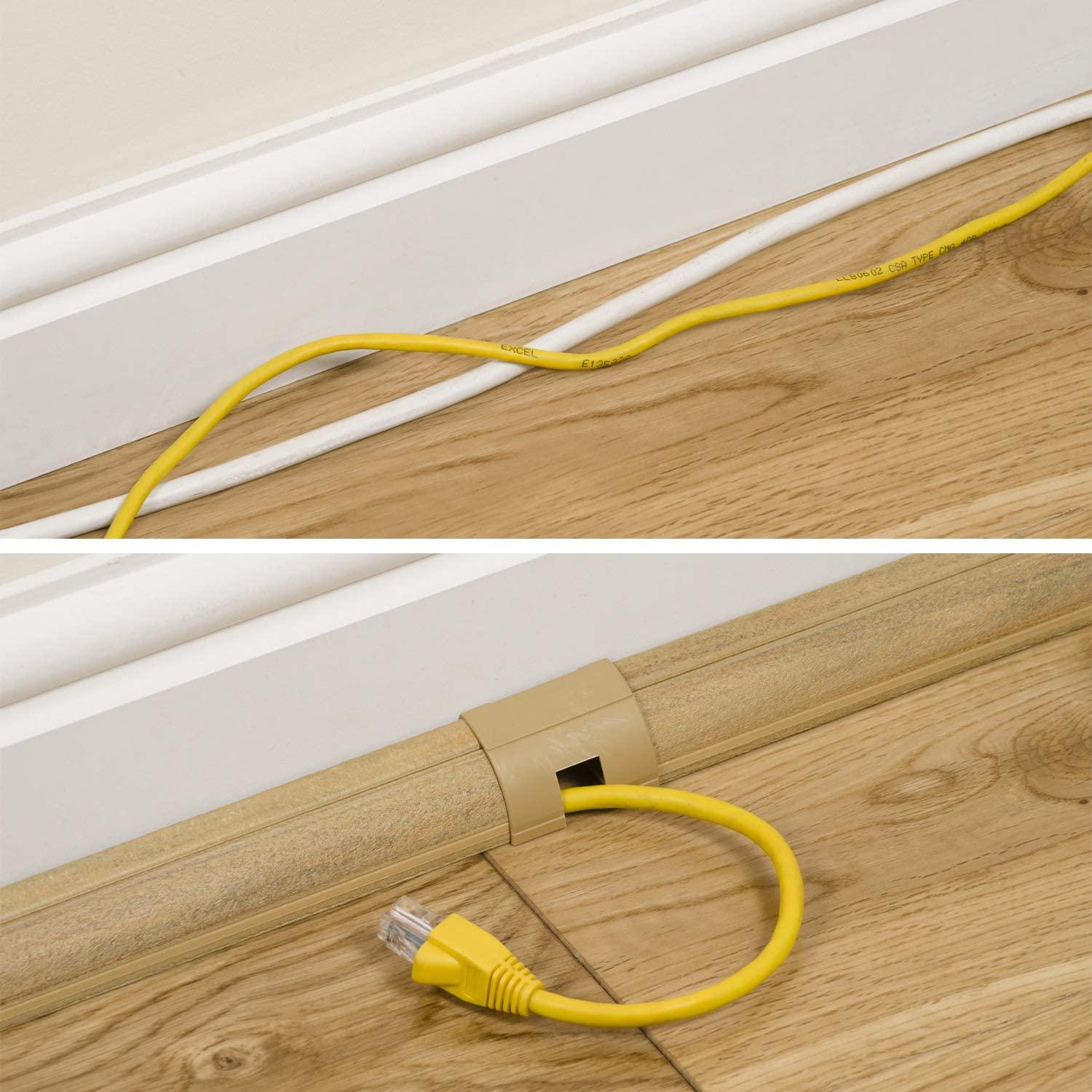 D-Line D-Line Cord Cover Kit, 30FT Self-Adhesive Wire Hider, Cable Raceway to Hide Wires on Wall, Cable Management - 6 x 5FT Channels and Accessories (0.87in (W) x 0.87in (H), Stainable Wood-Effect)