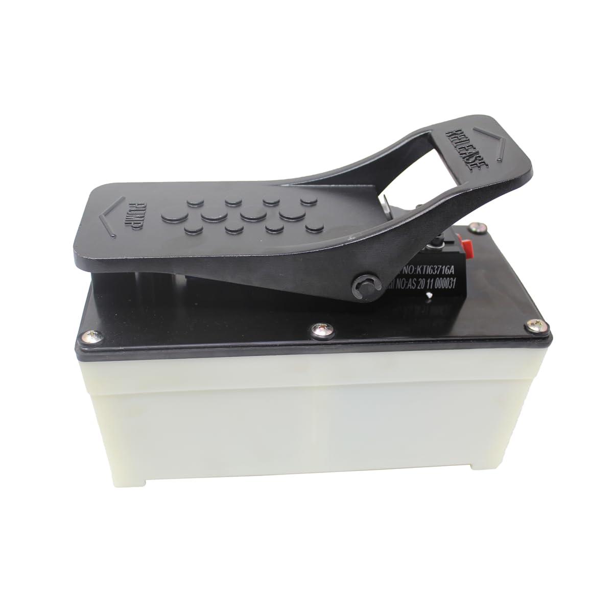 K Tool International K Tool International 63716A Air Hydraulic Foot Pump for Garages, Repair Shops, and DIY, Aviation Aluminum, 10,000 PSI Air Pressure Range, 0.64 Quart Oil Capacity 0.64, 2-Stage Release, Nylon Case