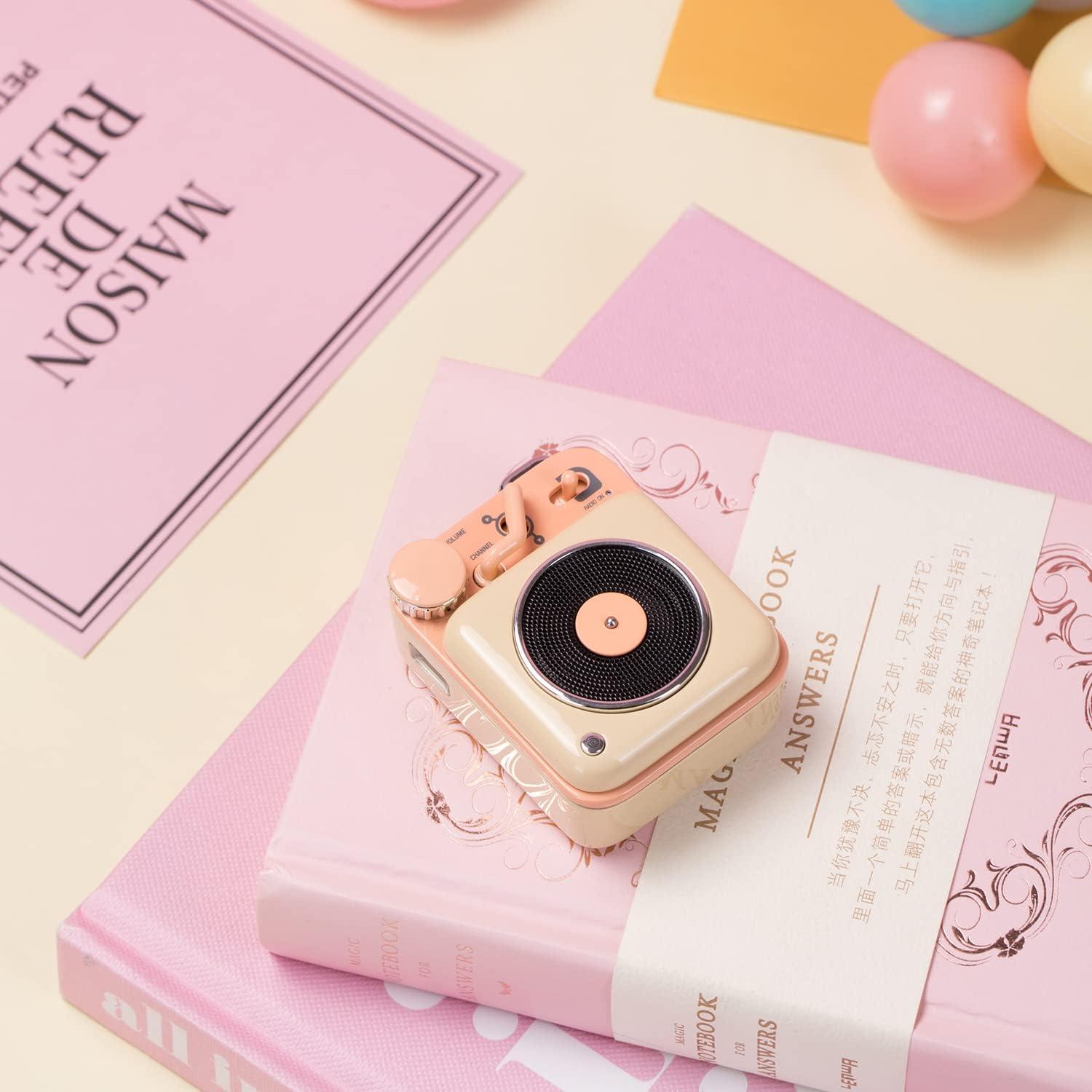 Muzen Muzen Mini Bluetooth Speaker, Button Portable Metal Small Cute Wireless Speaker, Rechargeable HiFi Loud Volume Audio Speaker with Portable Lanyard and Gift Box, Classic Retro Decor Gift