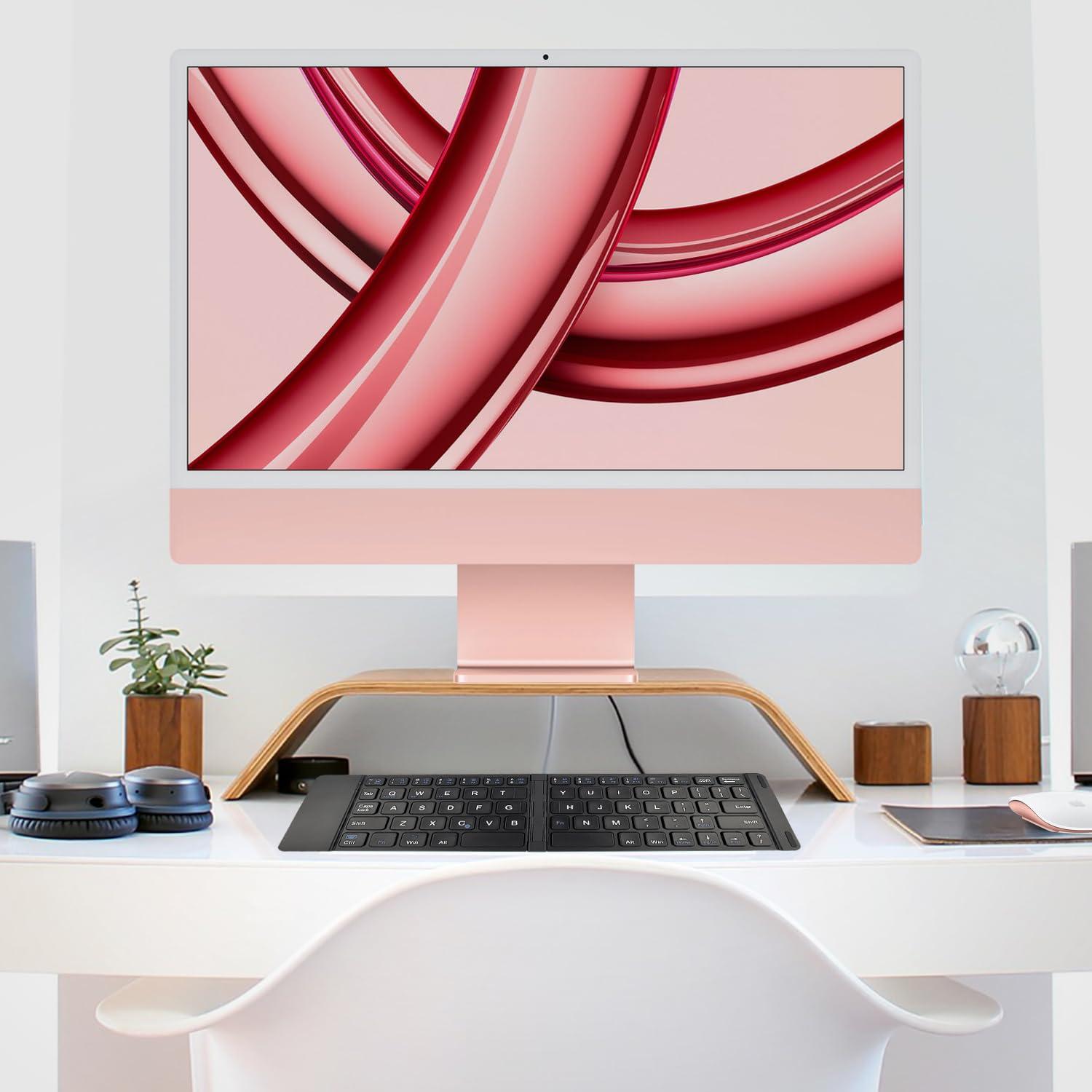 Cellet Portable Wireless Keyboard with Phone Holder Stand - Folding Keyboard Compatible to iPhones, iPad, Samsung Galaxy, Google Pixel, Moto, Smartphone and Tablets