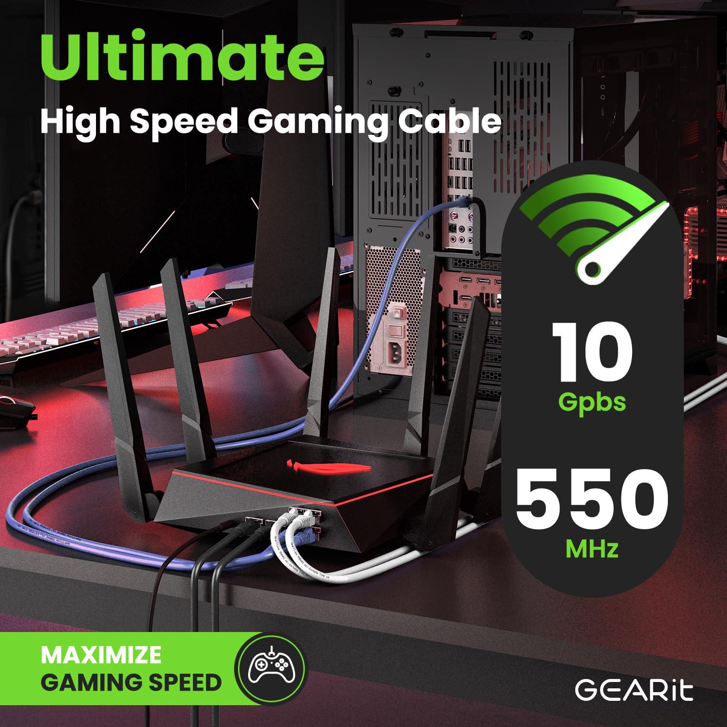 GearIT GearIT Cat 6 Ethernet Cable (10-Pack 5 Feet) Cat6 Network Patch, 10Gbps, RJ45, Snagless Cord, Gold-Plated Connectors, Internet for PC, TV, Tablet, Router, Printer, Servers, IT Data Center - Purple