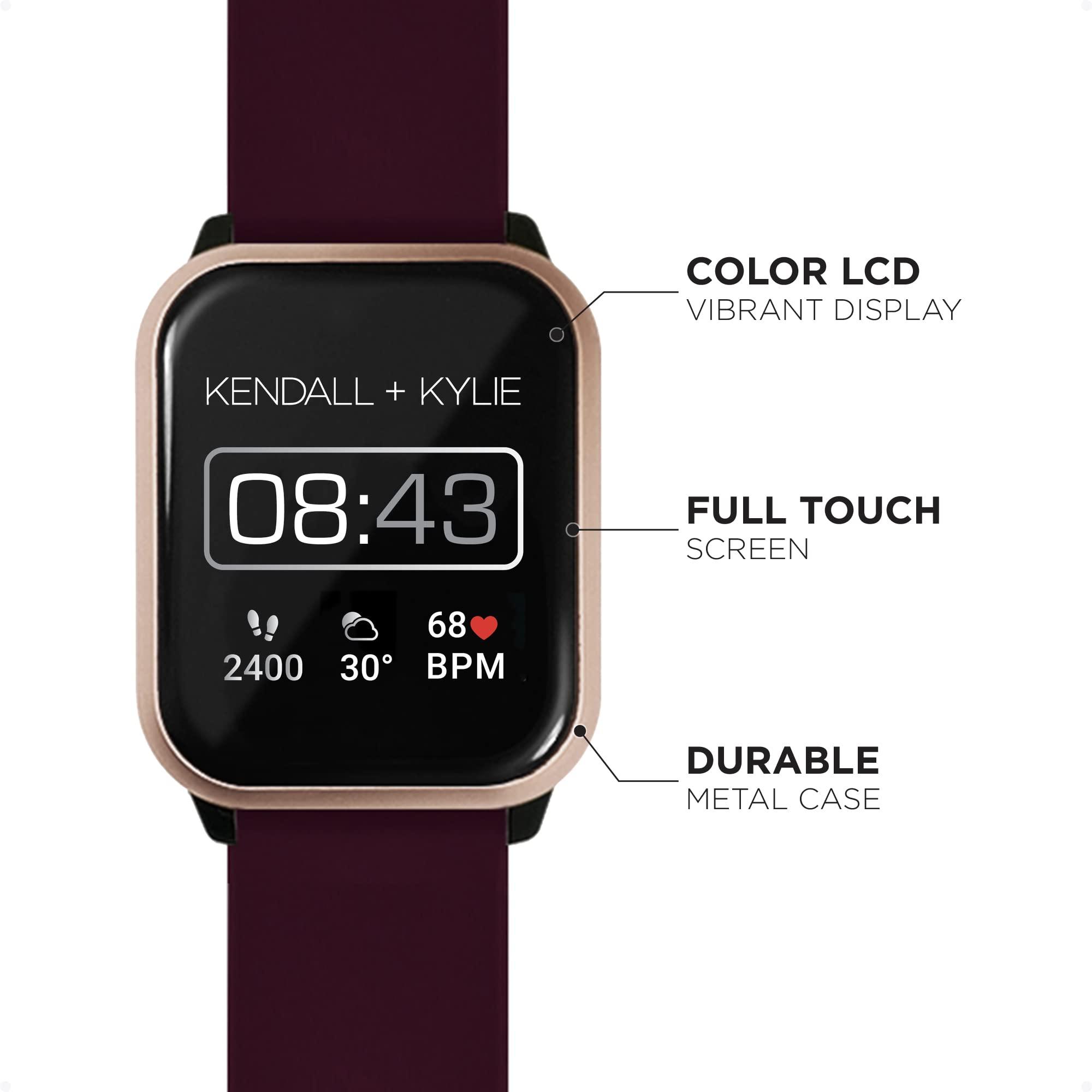 iTouch iTouch Kendall + Kylie Smartwatch iPhone and Android Compatible, Pedometer, Walking and Running Tracker for Women and Men (Rose Gold Case and Merlot/Blush Interchangeable Straps)