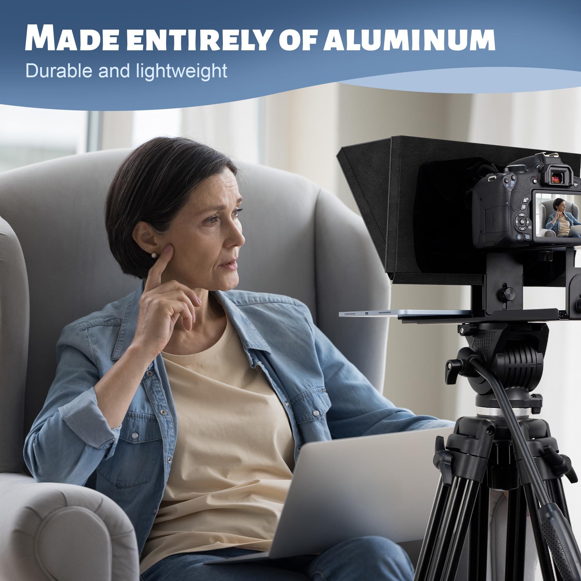 Geimrsy GEIMRSY i2/12-inch All-Metal teleprompter, Lift The teleprompter and Remote Control, Using Tempered Optical Glass, Compatible with a Variety of Devices for a Variety of scenarios.