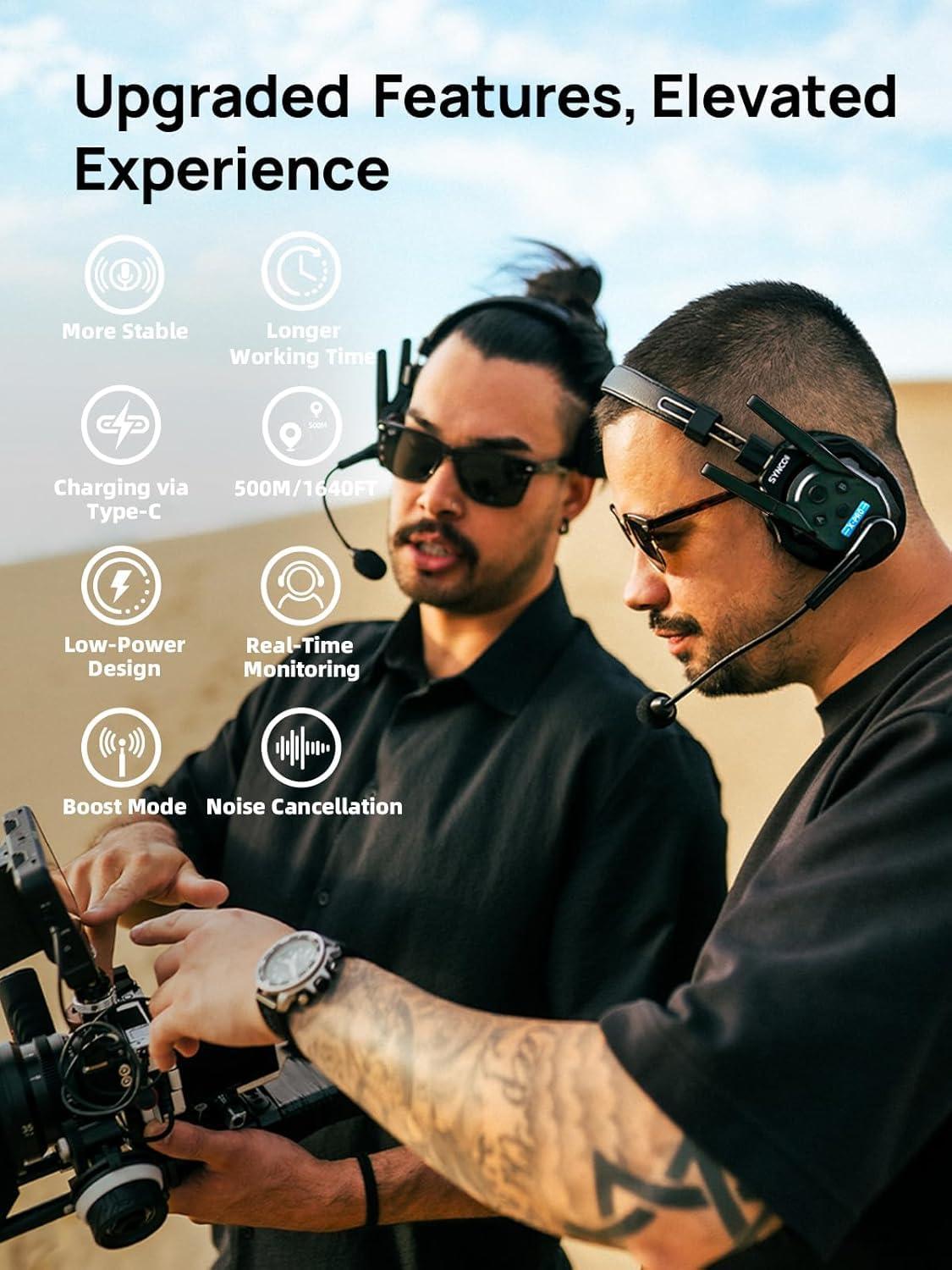 SYNCO SYNCO XTalk XPRO5 X5 2.4GHz Wireless Intercom Headset System Microphone Random Master Device 500m /1640FT Operating Range Real-time Monitoring for Movie Shoot Live Show Stage Performance (5Pcs)