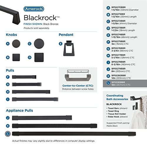 Amerock Amerock | Appliance Pull | Black Bronze | 18 inch (457 mm) Center to Center | Blackrock | 1 Pack | Drawer Pull | Drawer Handle | Cabinet Hardware