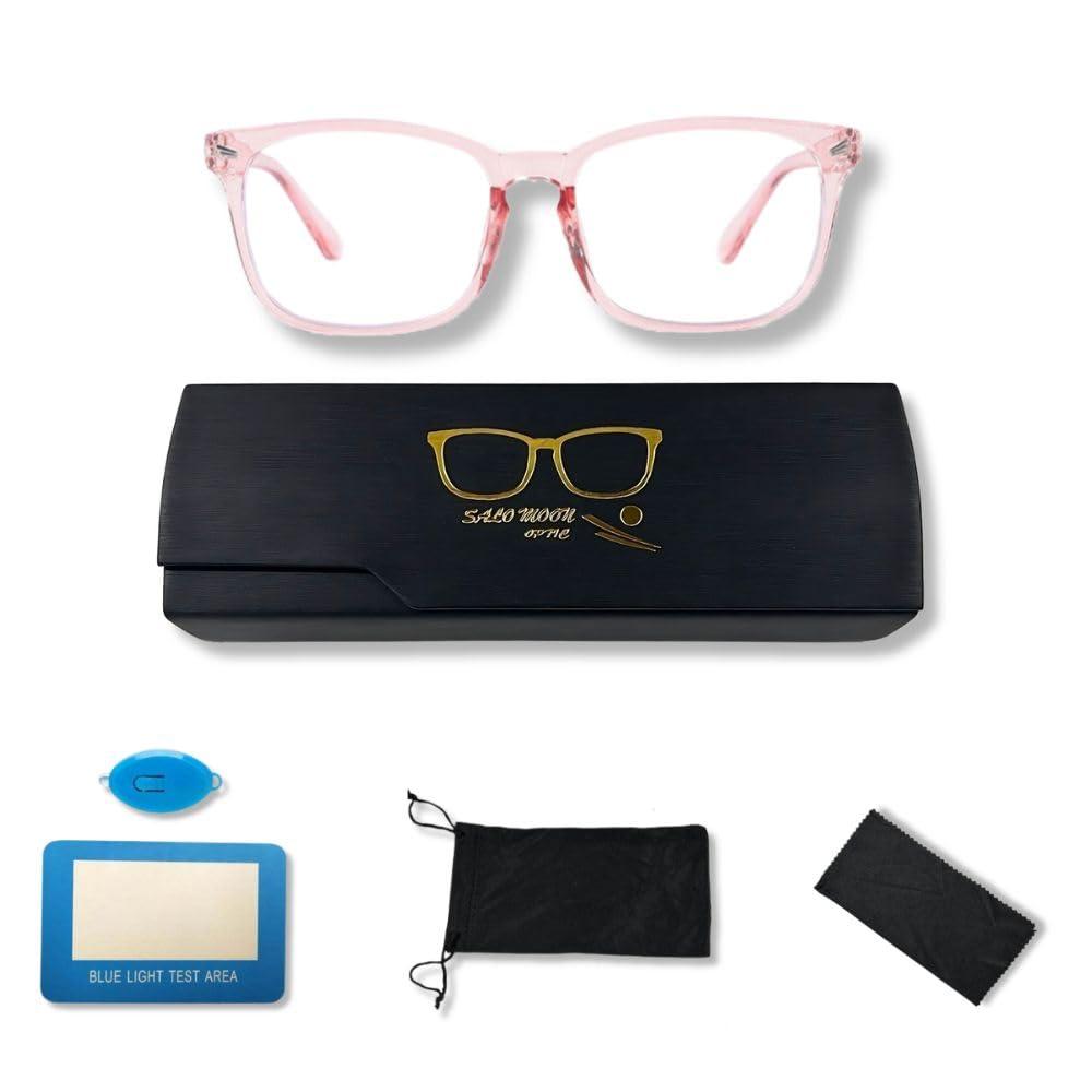 SALO MOON OPTIC SALO MOON OPTIC Anti-Reflective Reading Glasses with Blue Light Blocking Technology Ideal for Gaming and Computer Work (TRANSPARENT PINK)