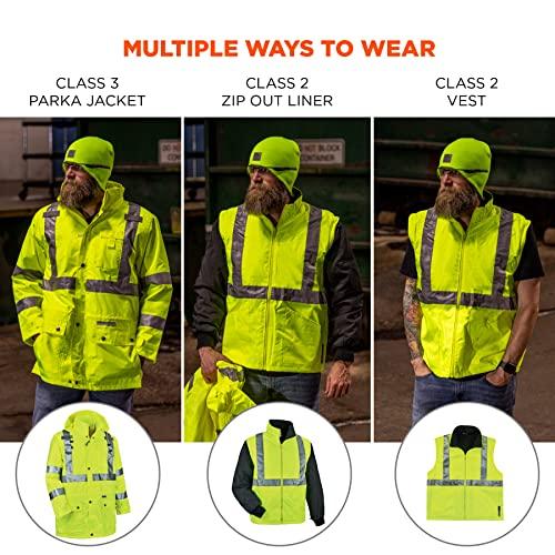 Ergodyne Ergodyne GloWear 8385 ANSI High Visibility 4-in-1 Reflective Safety Jacket, Lime, 2XL