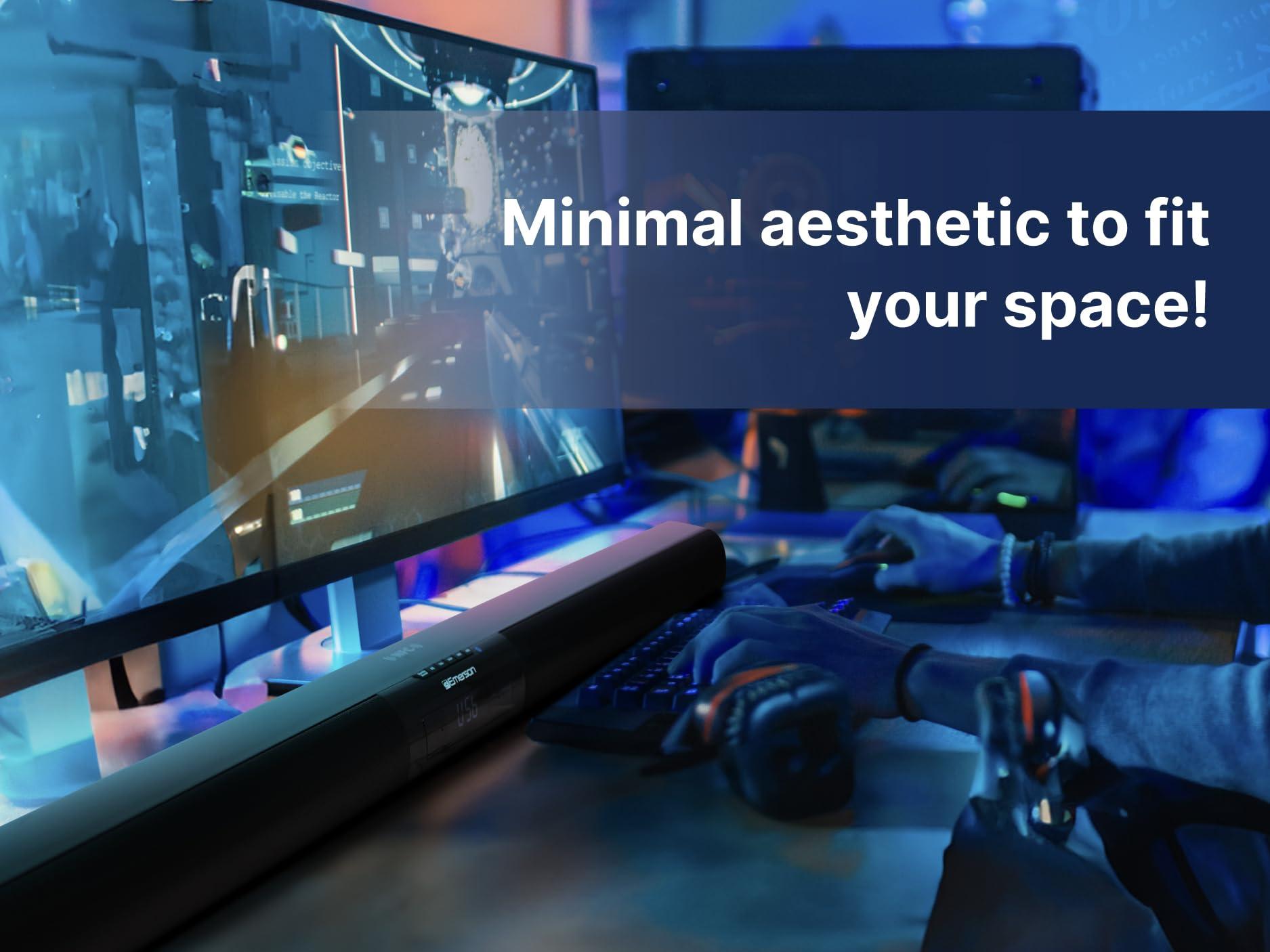 Emerson Emerson EHS-2004 42-Inch Bluetooth Soundbar with Built-in Subwoofer, 2.1 Channel Audio, USB/AUX Inputs, FM Radio, Wall Mountable, Remote Control, and Digital LED Display