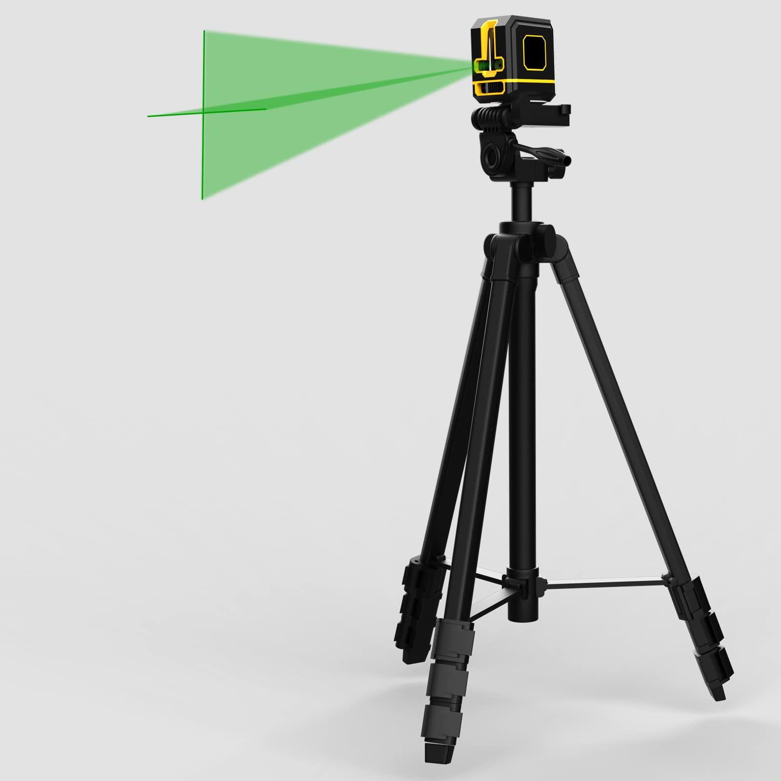 M MOOCK 55-inch Lightweight Aluminum Laser Level Tripod with Bubble Level, Quick Release Plate with 1/4"-20 Screw Mount for Laser Level