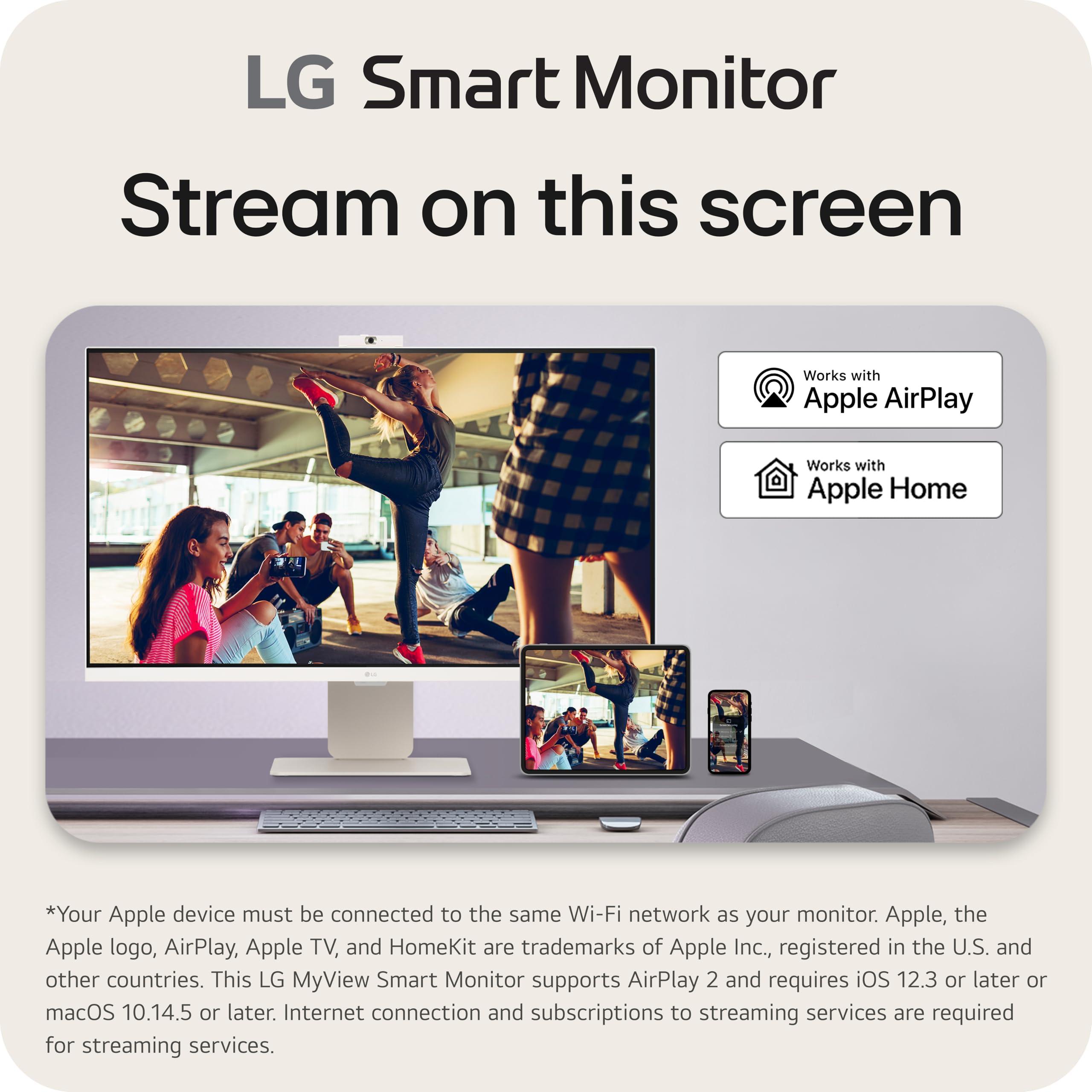 LG LG 32SR85U-W MyView Smart Monitor 32-inch 4K UHD (3840x2160), IPS Display, webOS 23, USB Type-C 90W PD, Built-in FHD Webcam & Speaker, HDR 10, AirPlay 2, Screen Share, Bluetooth, White