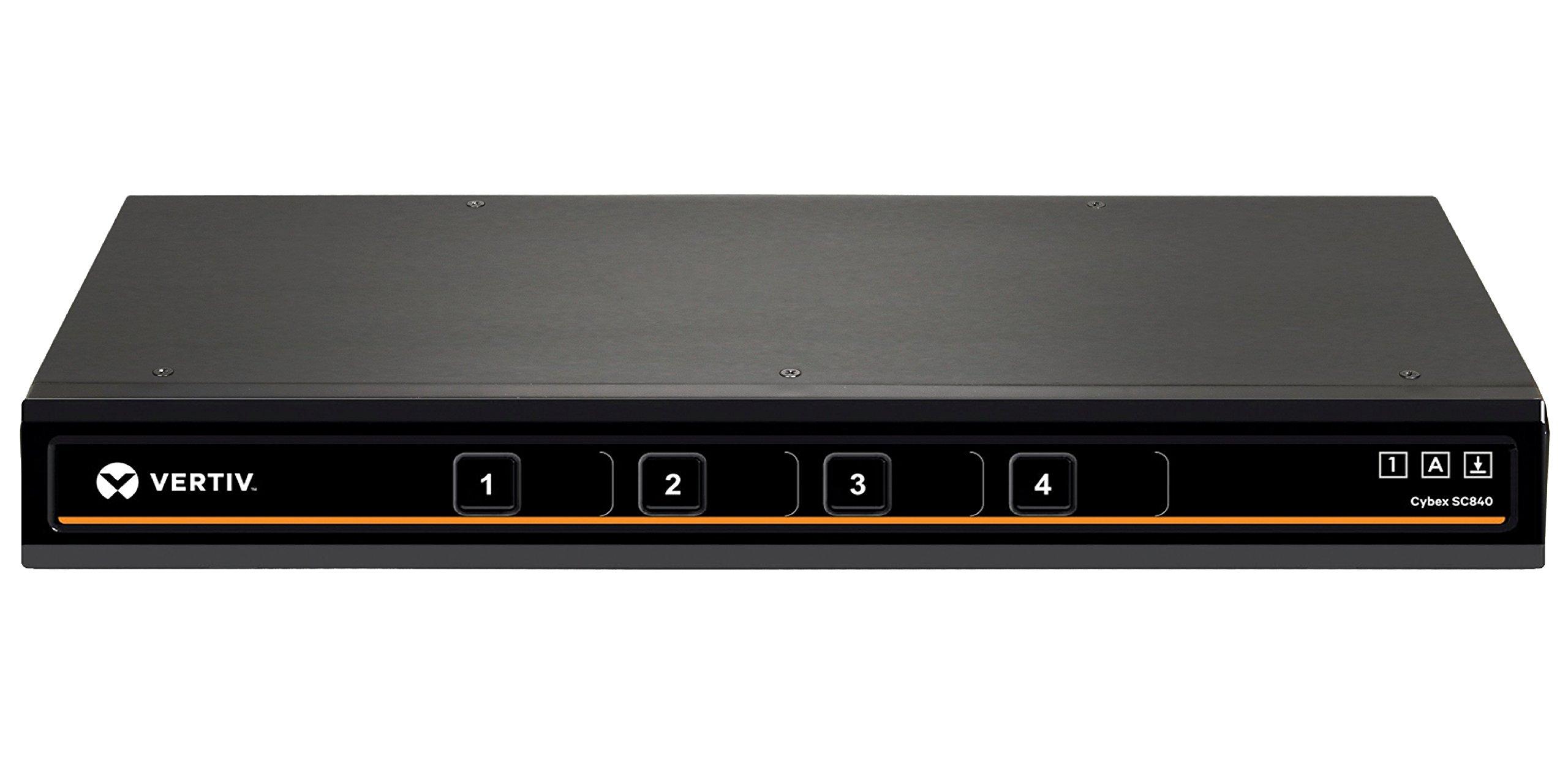 Avocent Avocent Vertiv Cybex SC840-001Secure Desktop KVM,Single Head Monitor,4 Port,Dual-Link,Secure Desktop KVM Switch,Common Access Card (CAC),Dedicated Peripheral Port (DPP),True Image Reproduction,Black