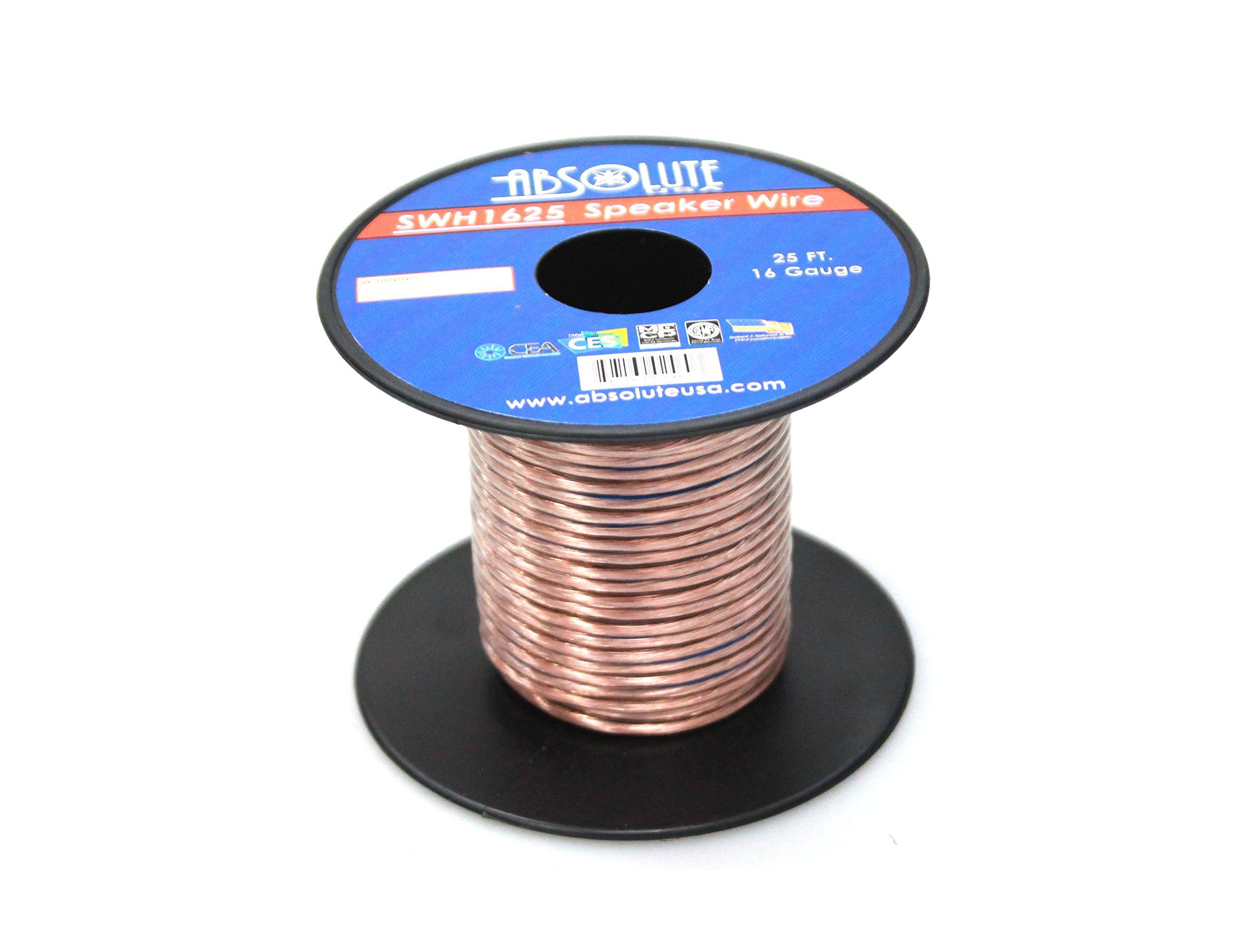 Absolute USA Absolute USA SWH1625 16 Gauge Car Home Audio Speaker Wire Cable Spool 25'