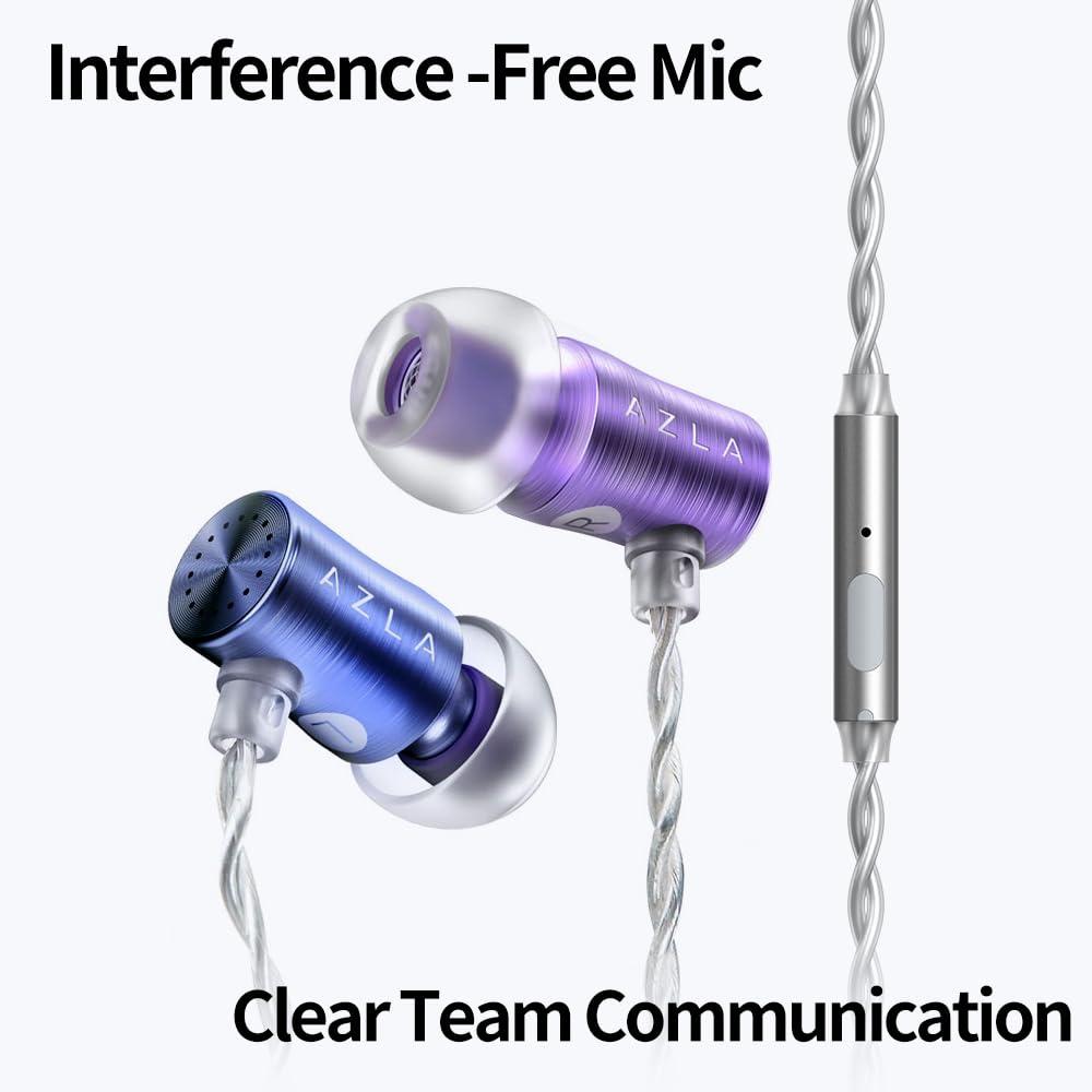 AZLA AZLA AZEL Edition G Gen 2 Wired Gaming in-Ear Earbud Headphones with Mic, 3.5mm Jack, USB-C to 3.5mm Adapter, USB-A to USB-C Converter, Black (PurpleBlue)