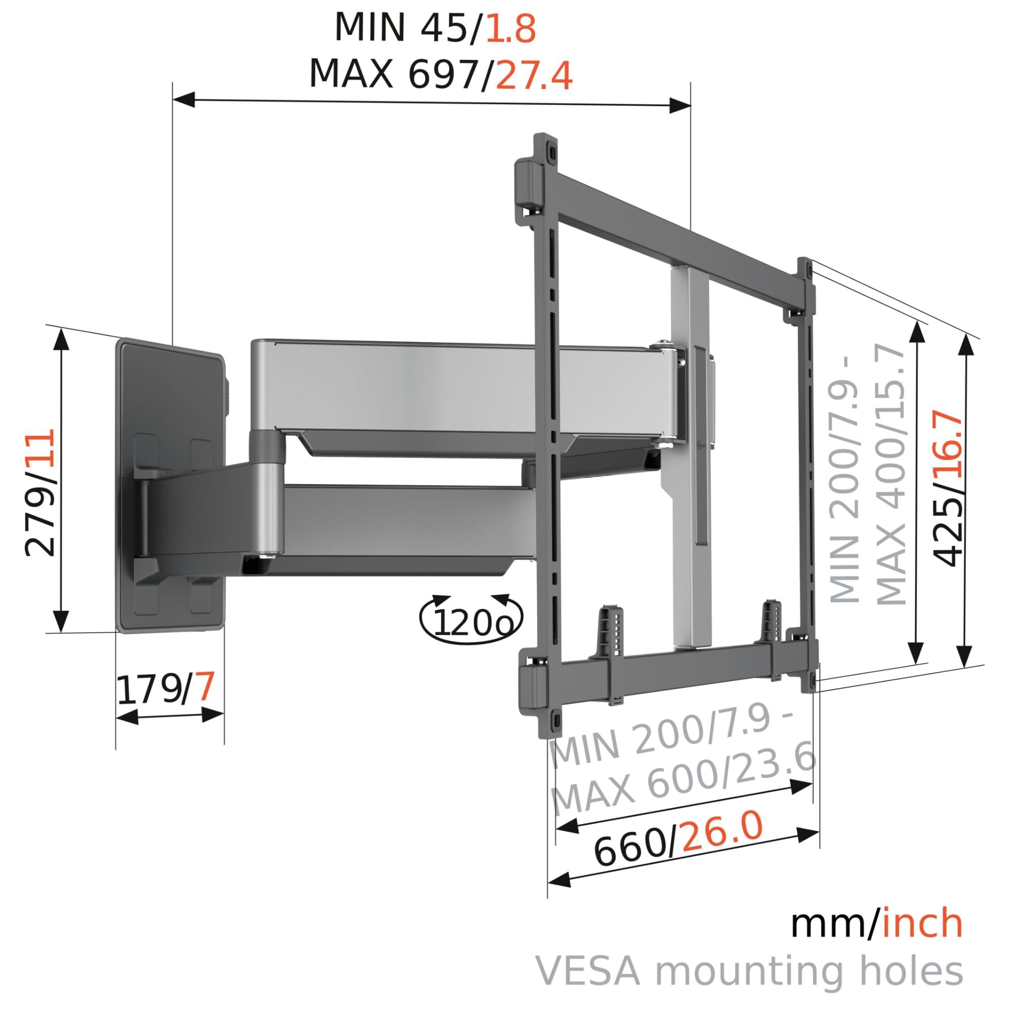 Vogel's Vogel's TVM 5855 Full-Motion Ultra Strong TV Wall Mount for Large and Heavy TVs up to 100 inches and 165 lbs, Swivels up to 120, Max. VESA 600x400, Universally Compatible