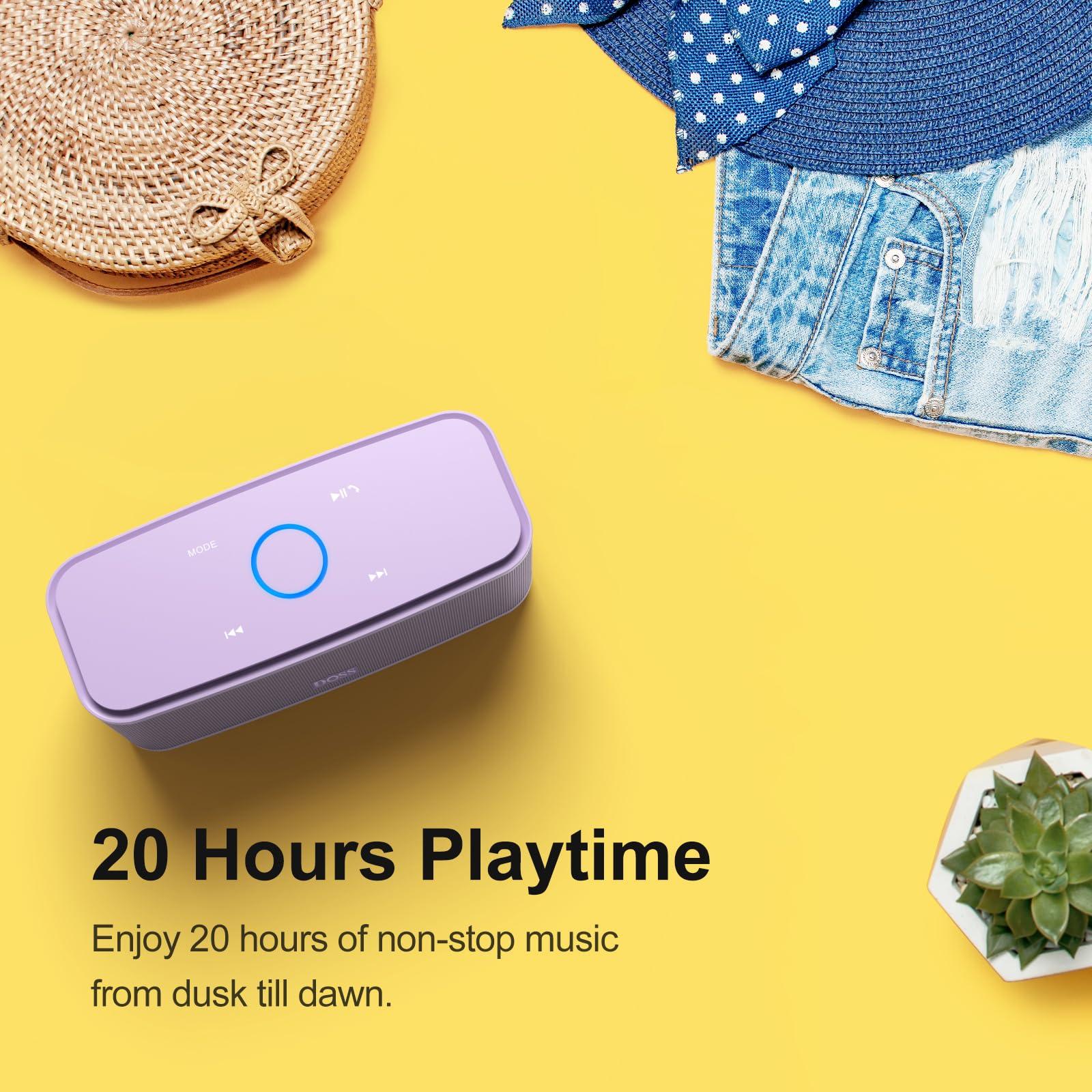 DOSS DOSS SoundBox Touch Wireless Bluetooth Speaker with 12W HD Sound and Bass, IPX5 Water-Resistant, 20H Playtime, Handsfree, Portable for Office, Home, Outdoor, Travel-Purple